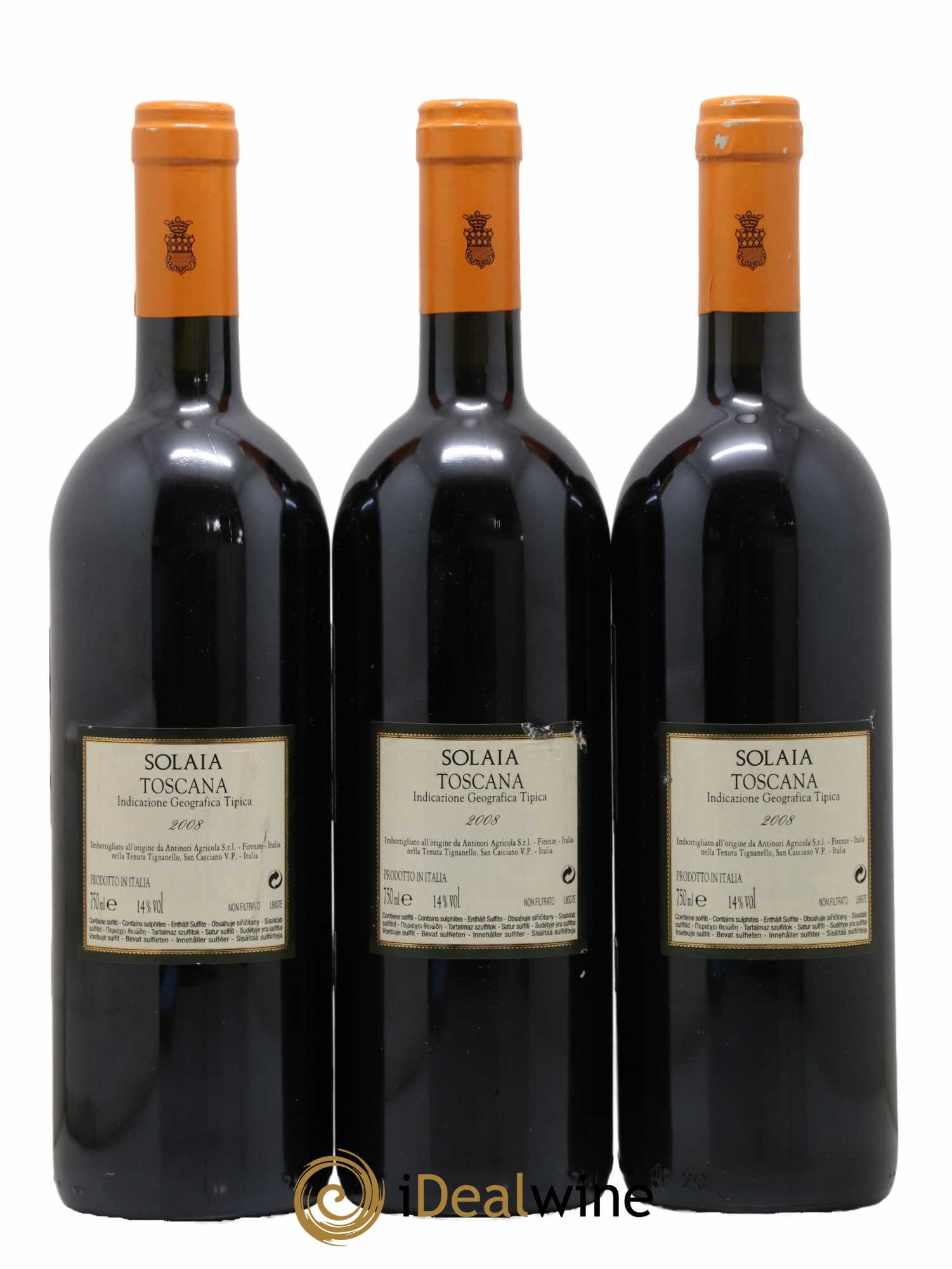 Toscana IGT Solaia Tenuta Tignanello - Marchesi Antinori 2008 - Lot de 3 bouteilles - 1