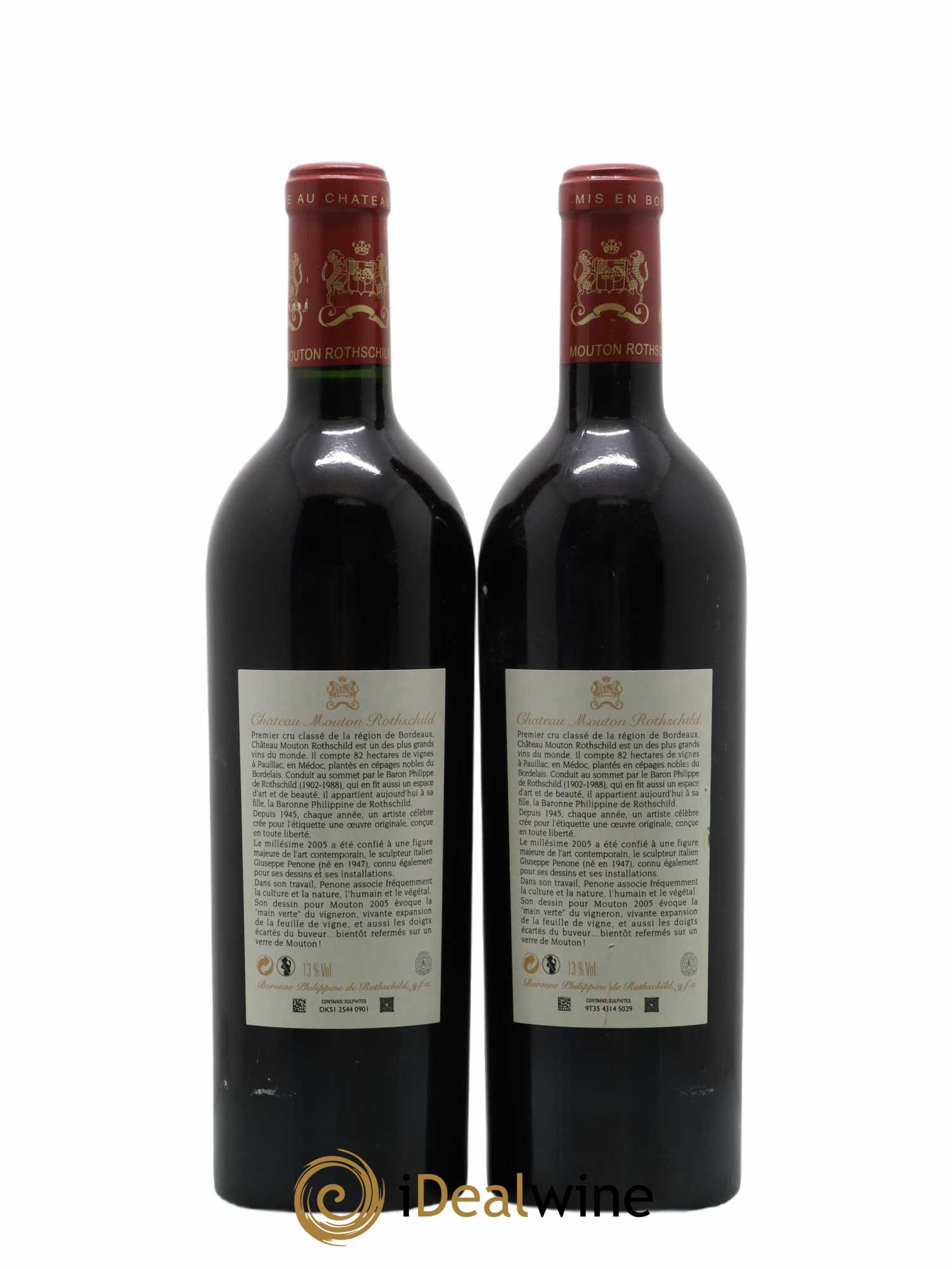 Château Mouton Rothschild 1er Grand Cru Classé 2005 - Lot de 2 bouteilles - 1