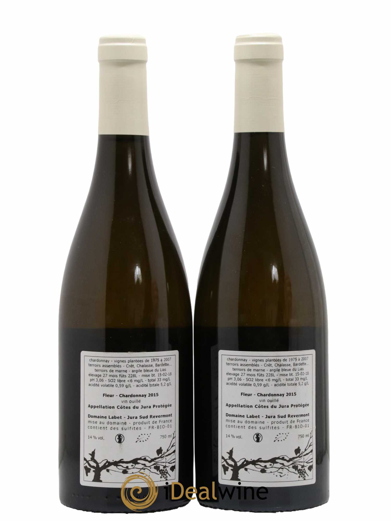 Côtes du Jura Chardonnay Fleur Romain - Julien - Charline Labet 2015 - Lot of 2 bottles - 1