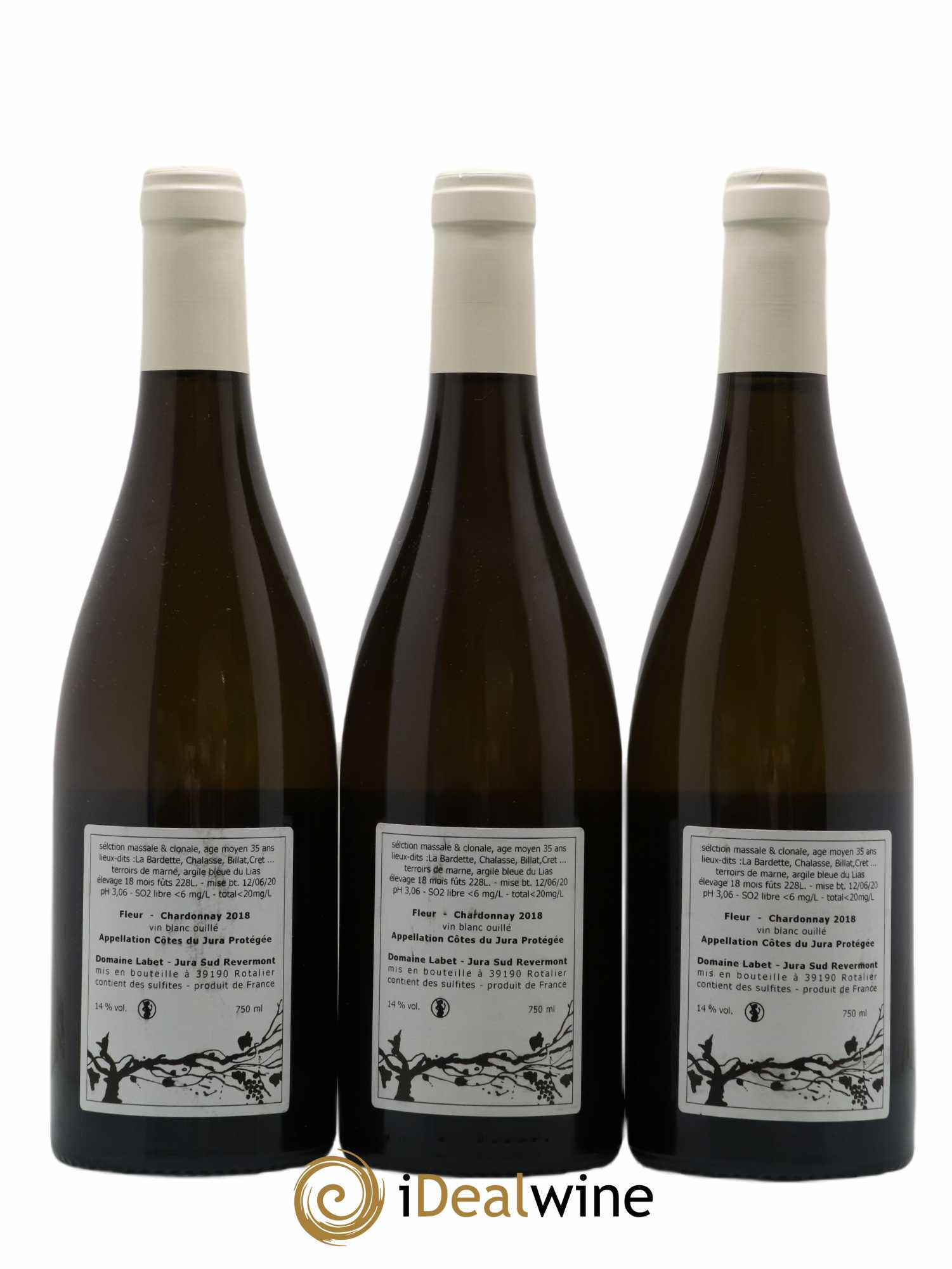 Côtes du Jura Chardonnay Fleur Romain - Julien - Charline Labet 2018 - Lot de 3 bouteilles - 1