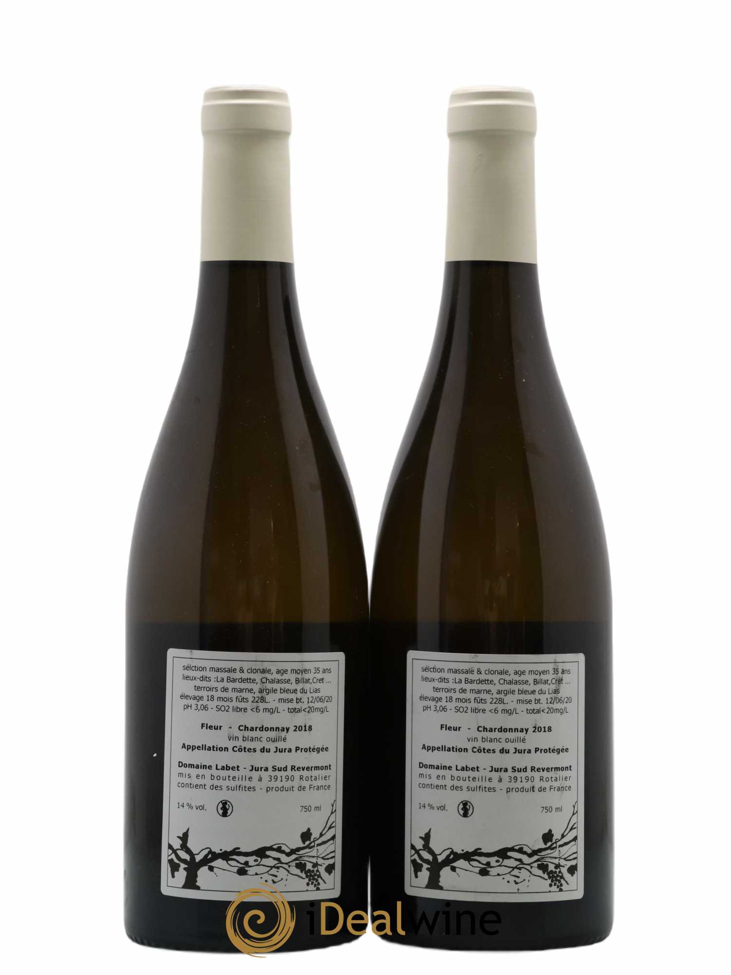 Côtes du Jura Chardonnay Fleur Romain - Julien - Charline Labet 2018 - Lot de 2 bouteilles - 1