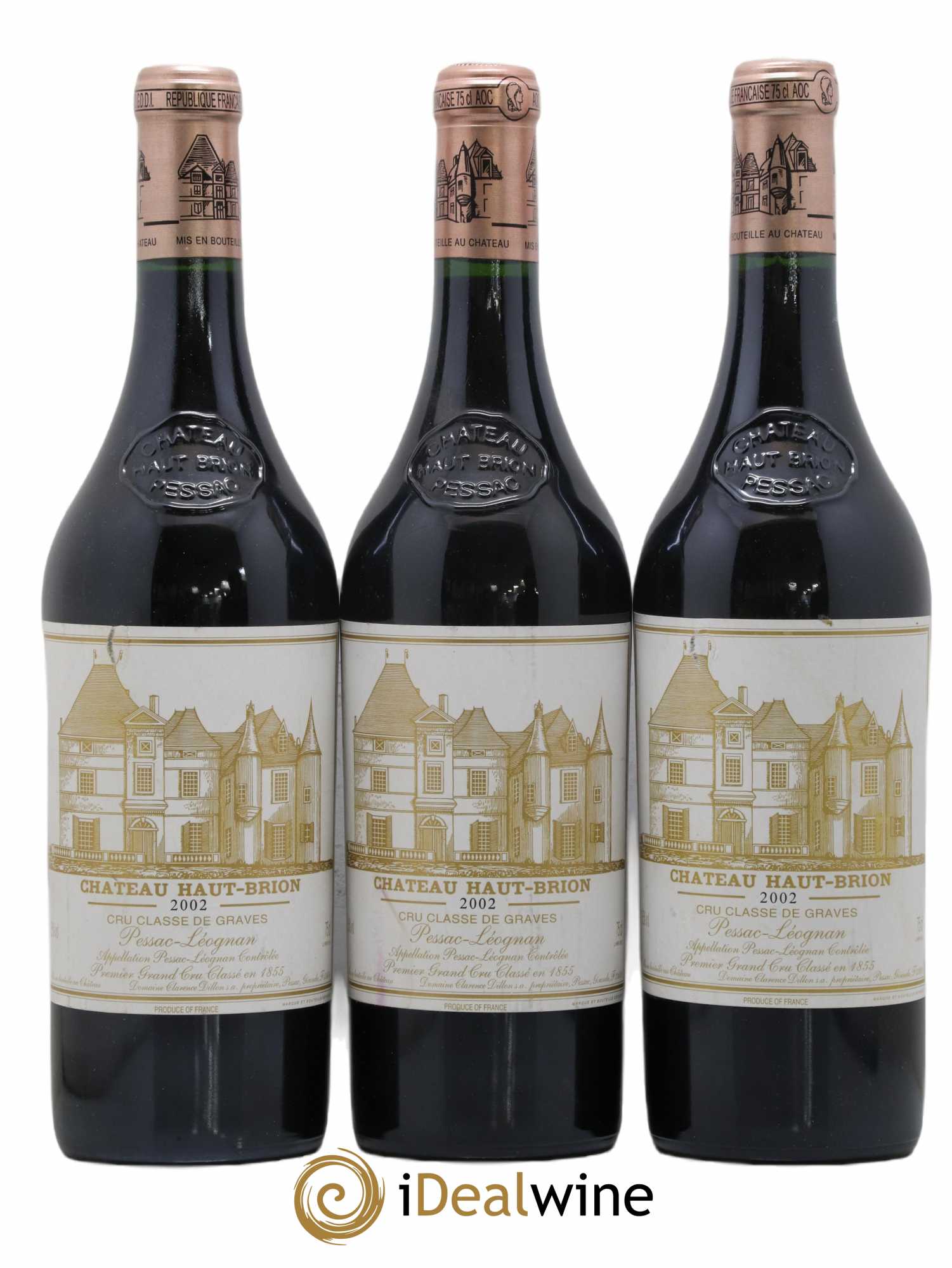 Château Haut Brion 1er Grand Cru Classé 2002 - Lot de 3 bouteilles - 0