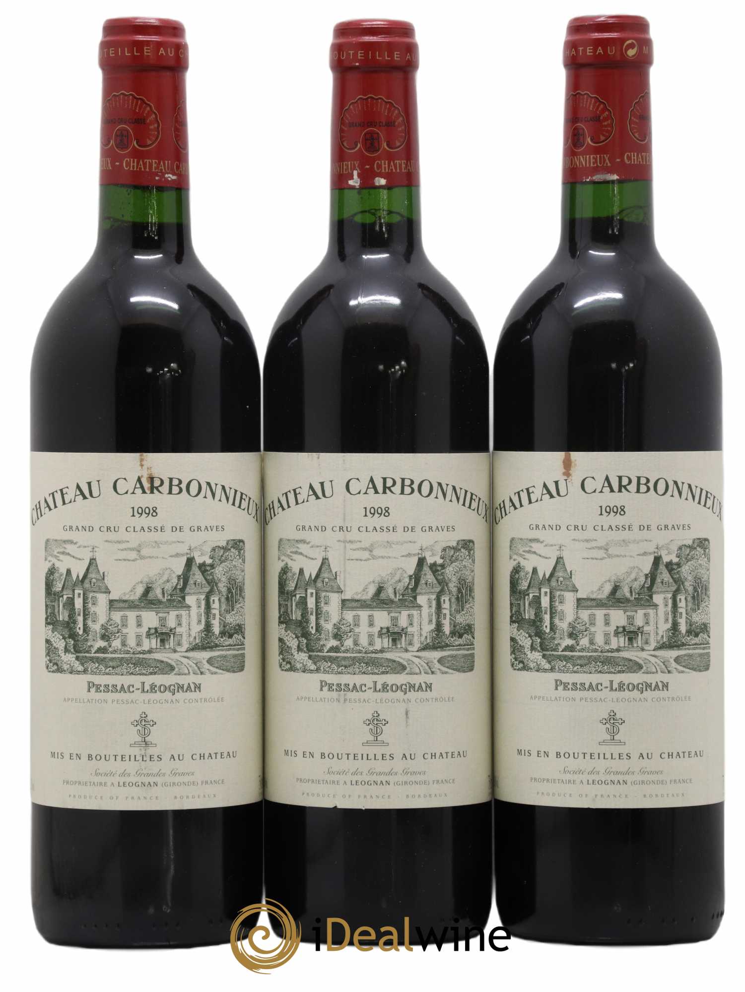 Château Carbonnieux Cru Classé de Graves 1998 - Lot de 3 bouteilles - 0