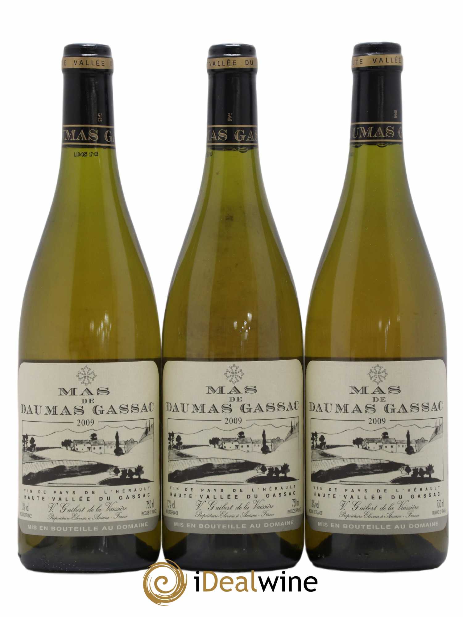 Saint-Guilhem-le-Désert - Cité d'Aniane Mas Daumas Gassac Famille Guibert de La Vaissière 2009 - Lot de 3 bouteilles - 0
