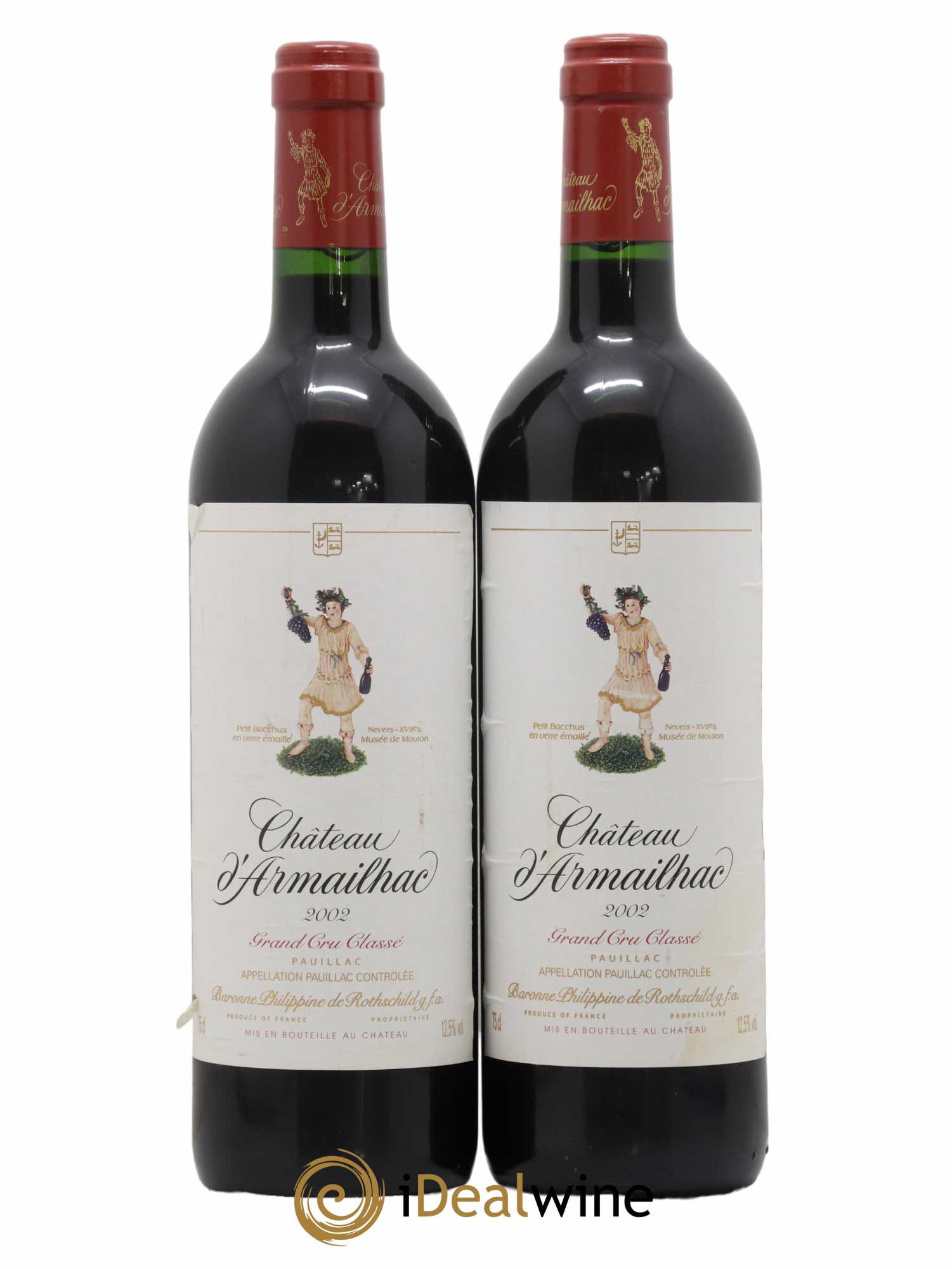 Château d' Armailhac - Mouton Baron(ne) Philippe 5ème Grand Cru Classé 2002 - Lotto di 2 bottiglie - 0