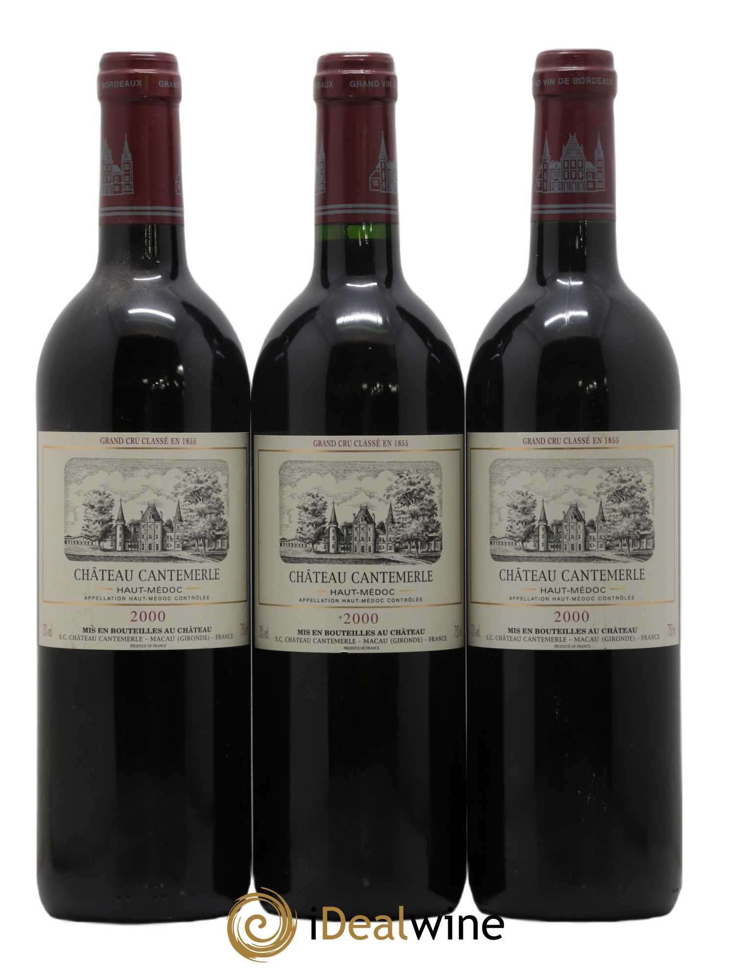 Château Cantemerle 5ème Grand Cru Classé 2000 - Lot de 3 bouteilles - 0
