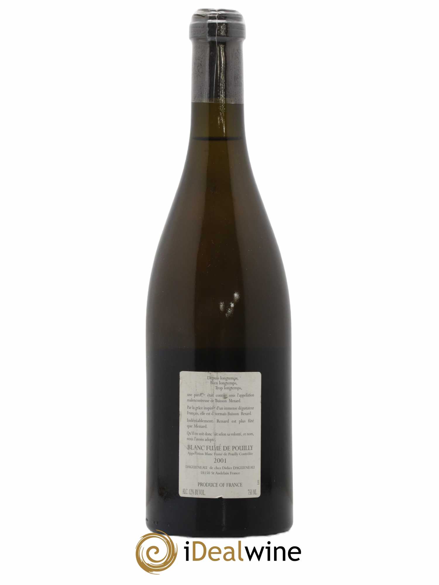 Vin de France (anciennement Pouilly-Fumé) Buisson Renard Dagueneau (Domaine Didier - Louis-Benjamin) 2001 - Lot de 1 bouteille - 1