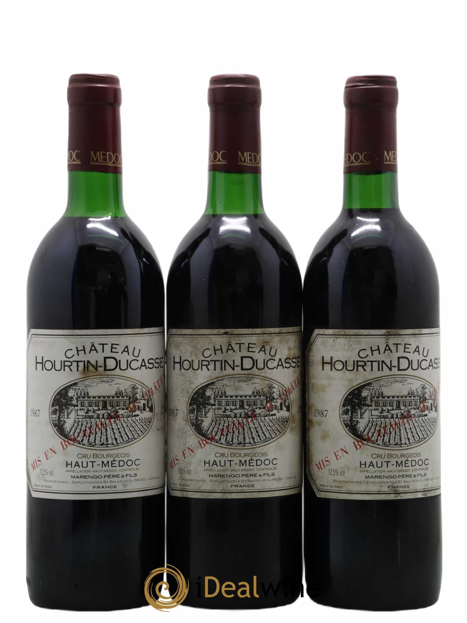 Château Hourtin Ducasse Cru Bourgeois 1987 - Lot de 3 bouteilles - 0