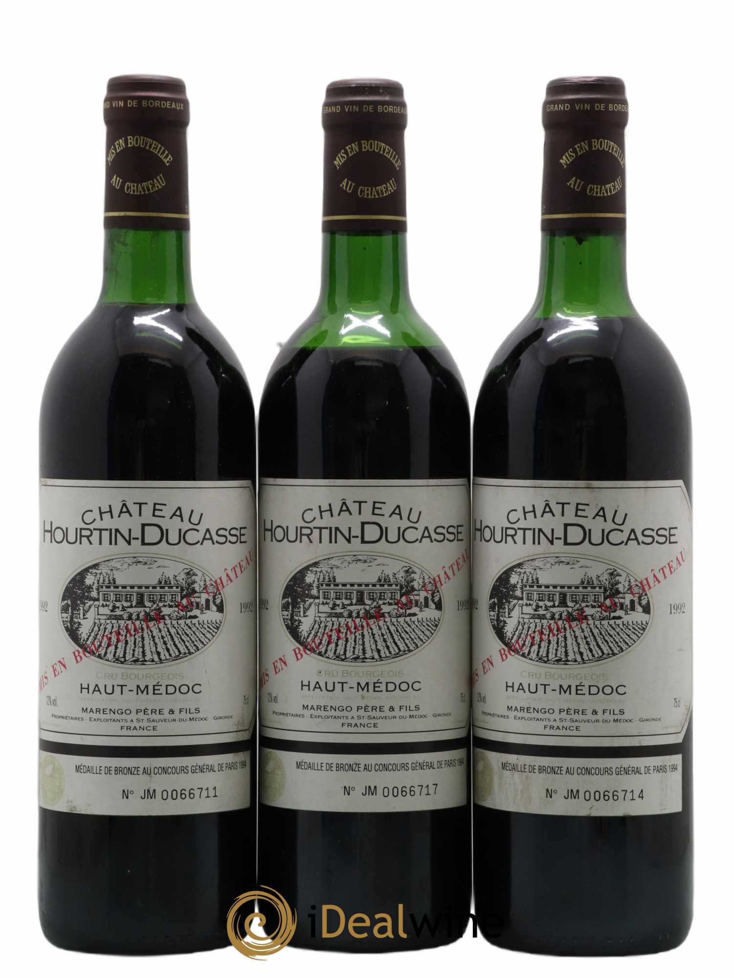 Château Hourtin Ducasse Cru Bourgeois 1992 - Lot de 3 bouteilles - 0