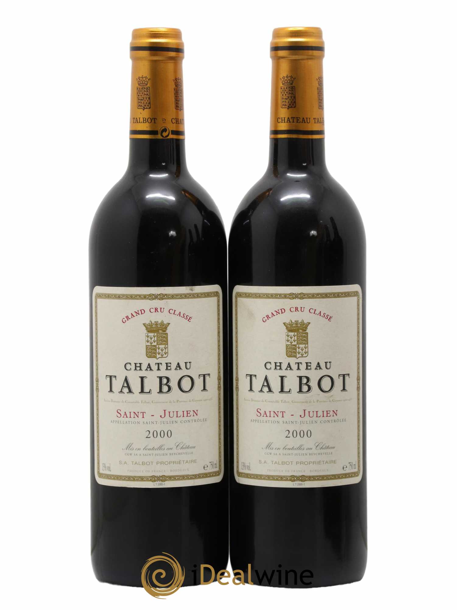 Château Talbot 4ème Grand Cru Classé 2000 - Lot de 2 bouteilles - 0