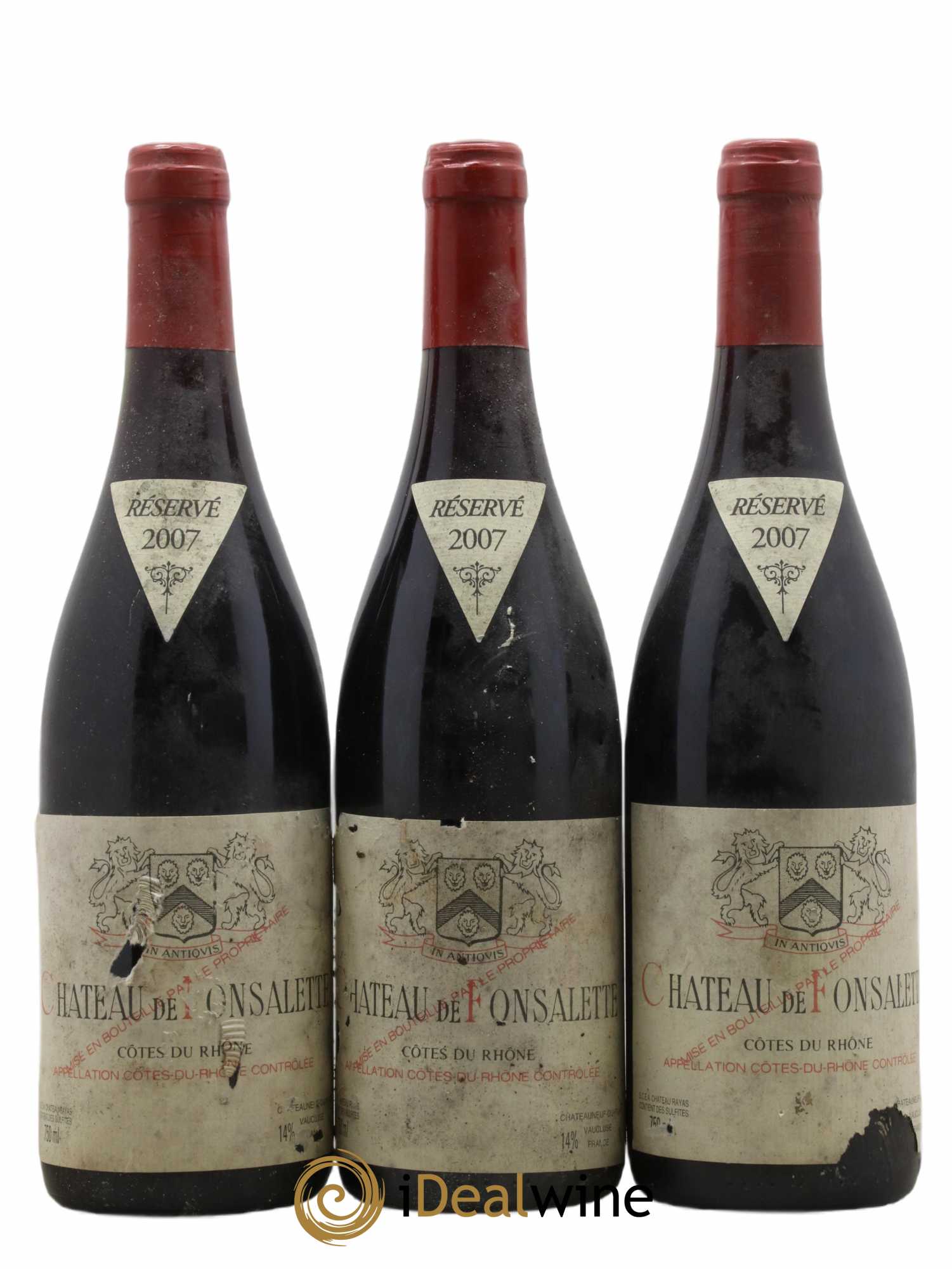 Côtes-du-Rhône Château de Fonsalette Emmanuel Reynaud 2007 - Lot de 3 bouteilles - 0