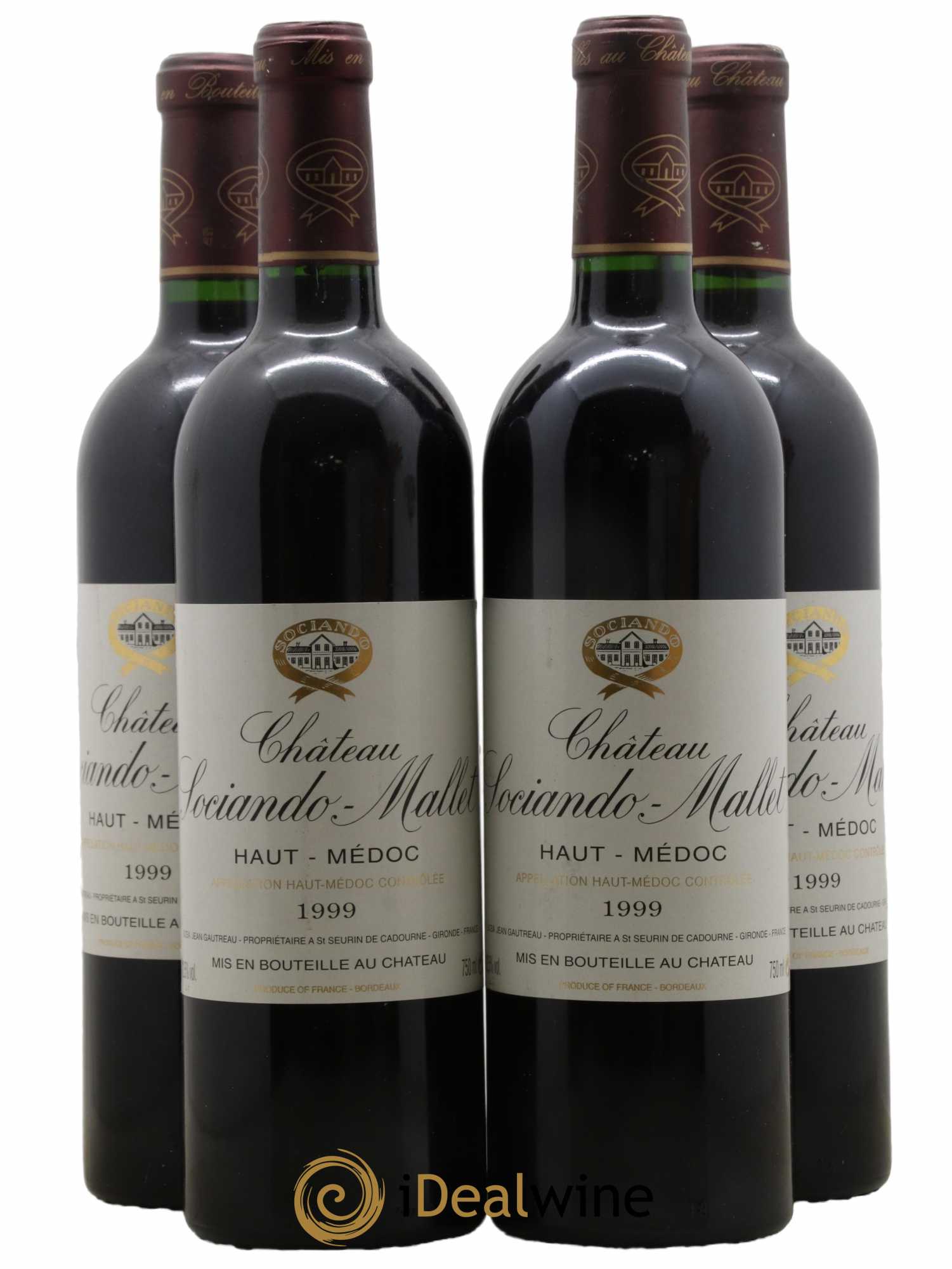 Château Sociando Mallet 1999 - Lot de 4 bouteilles - 0