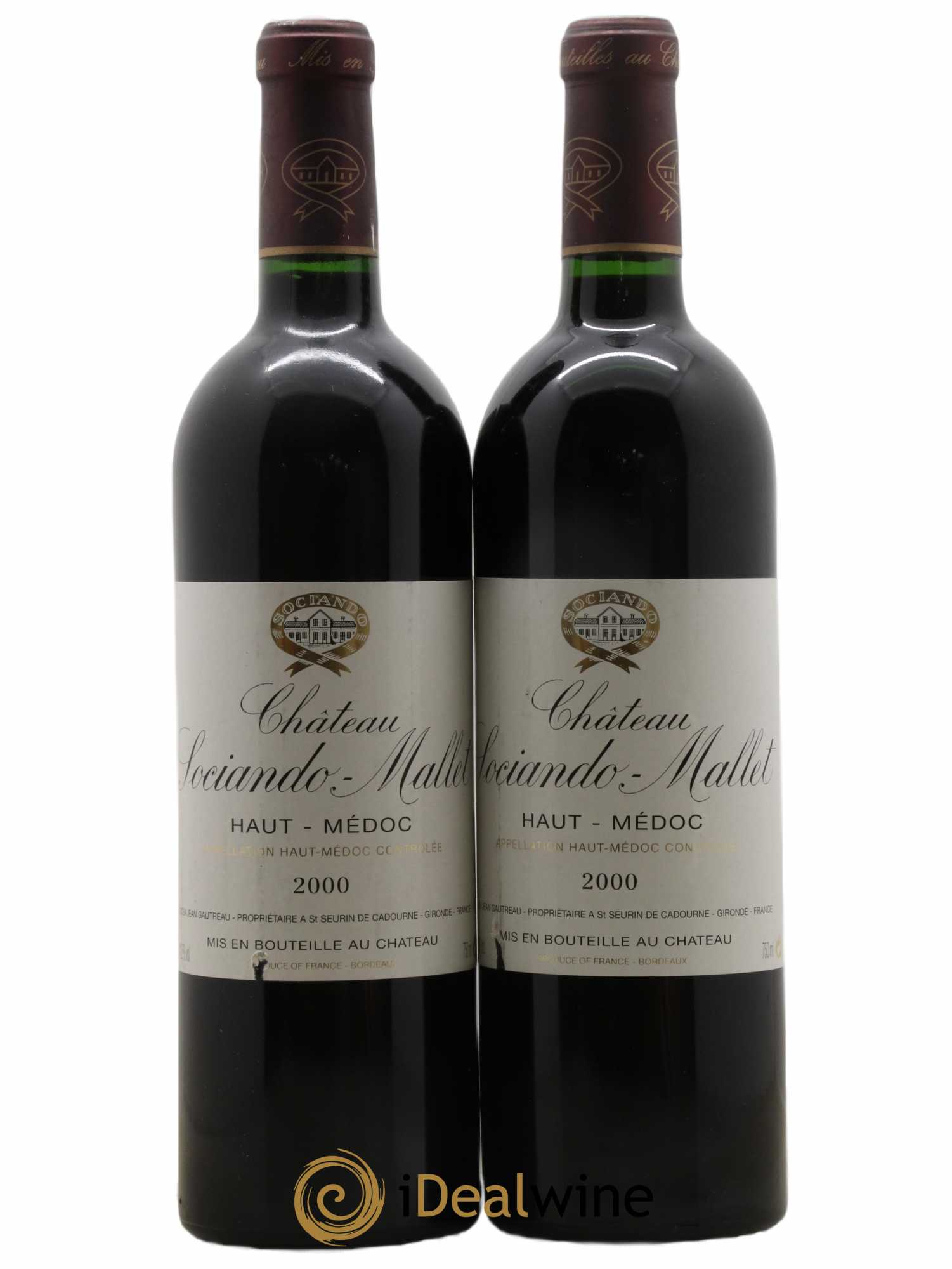 Château Sociando Mallet 2000 - Lot of 2 bottles - 0