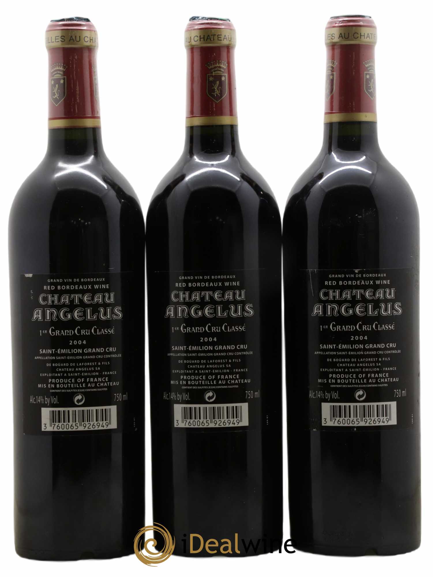 Château Angélus 1er Grand Cru Classé A 2004 - Lot of 3 bottles - 1