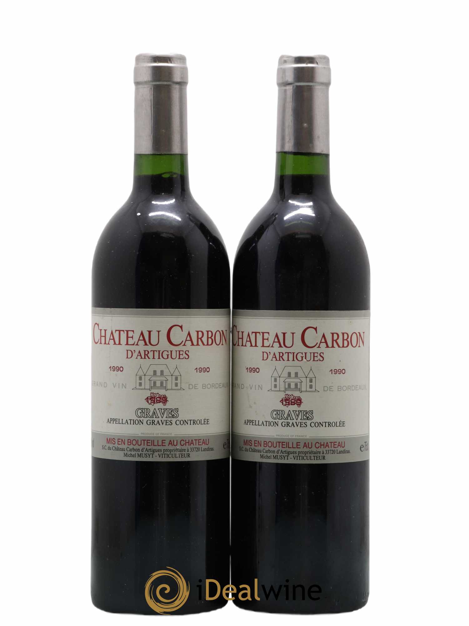 Graves Château Carbon d'Artigues 1990 - Lot de 2 bouteilles - 0
