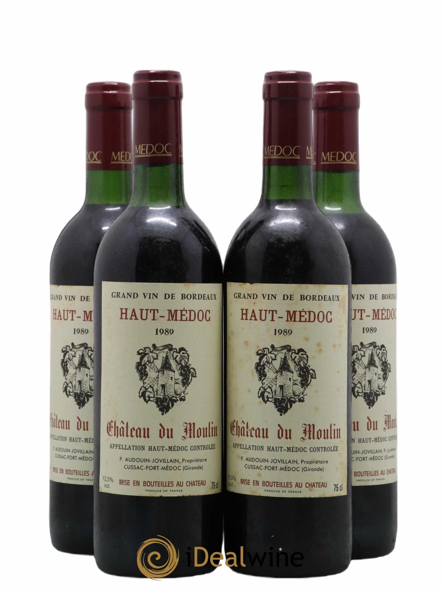 Haut Médoc Château du Moulin 1989 - Lot de 4 bouteilles - 0
