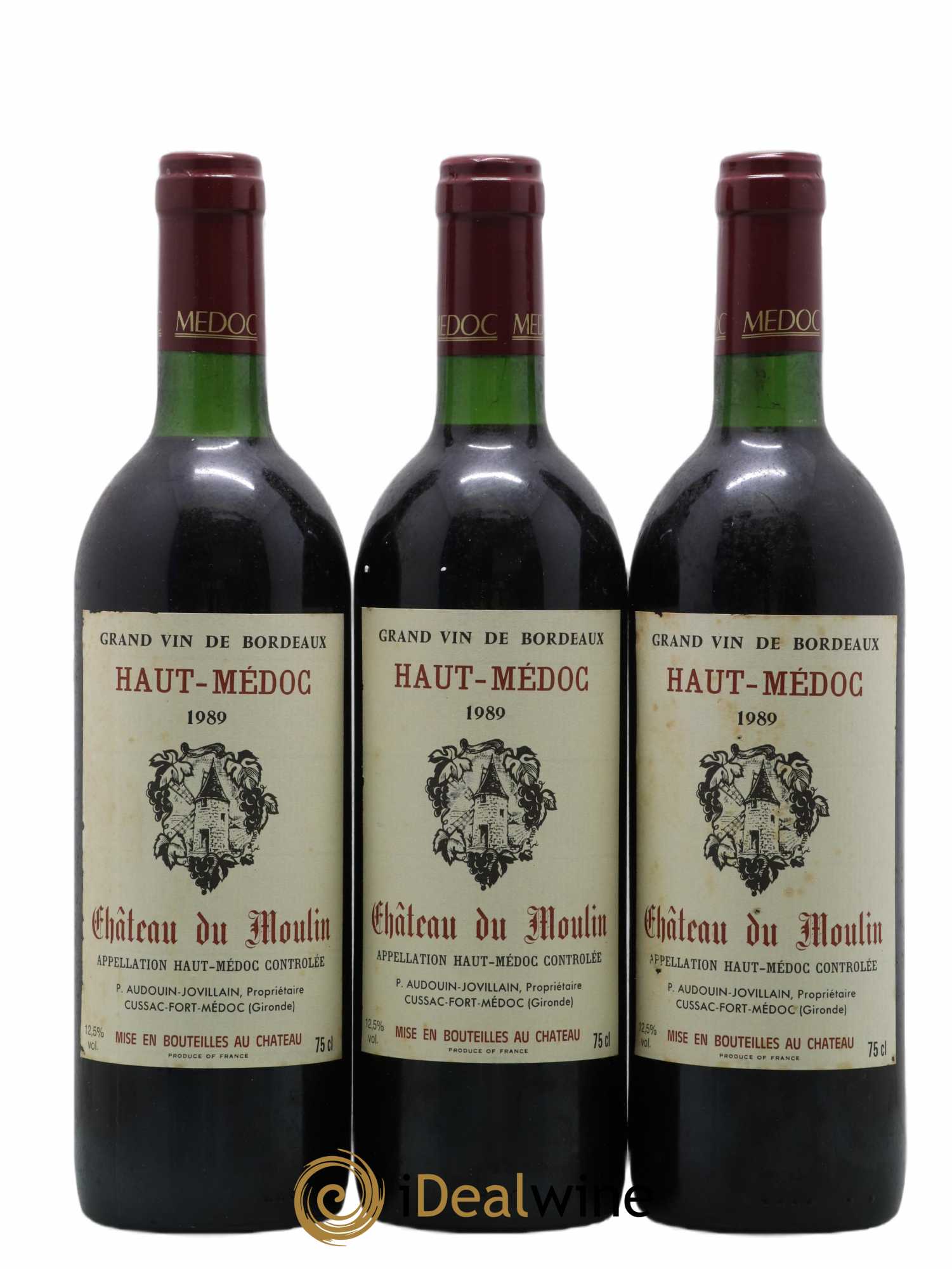 Haut Médoc Château du Moulin 1989 - Lot de 3 bouteilles - 0