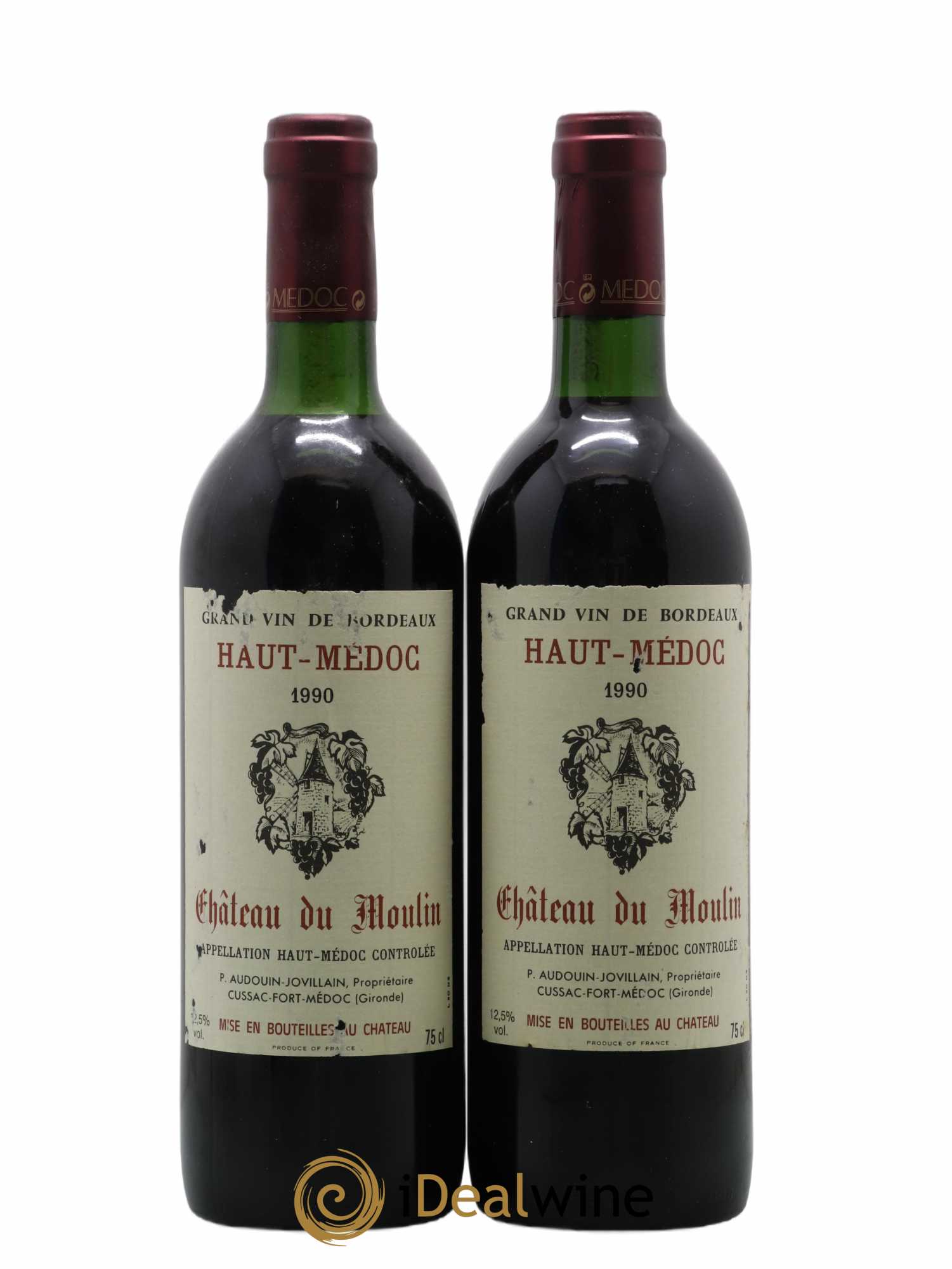 Haut Médoc Château Du Moulin 1990 - Lot de 2 bouteilles - 0