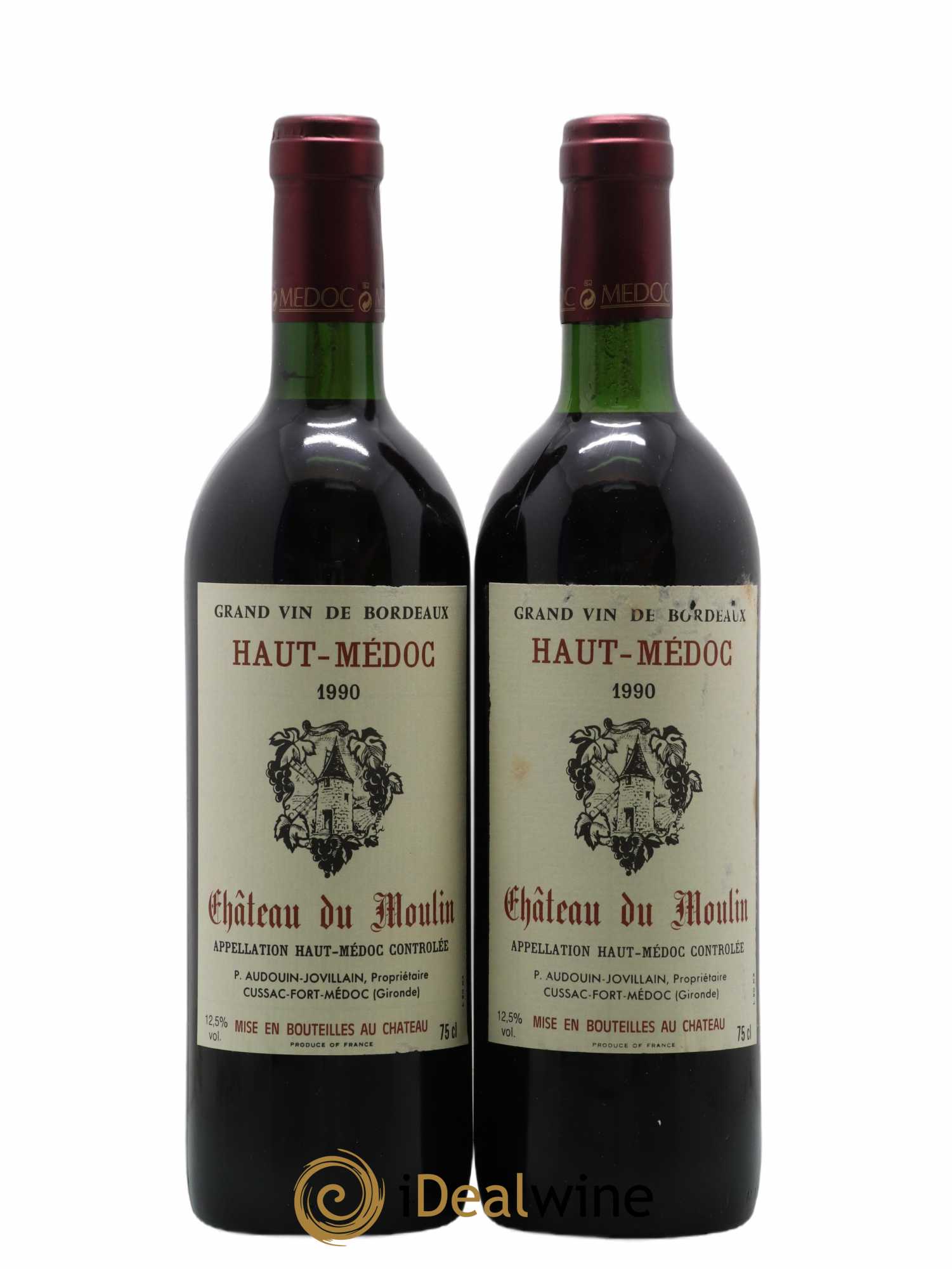 Haut Médoc Château Du Moulin 1990 - Lot de 2 bouteilles - 0