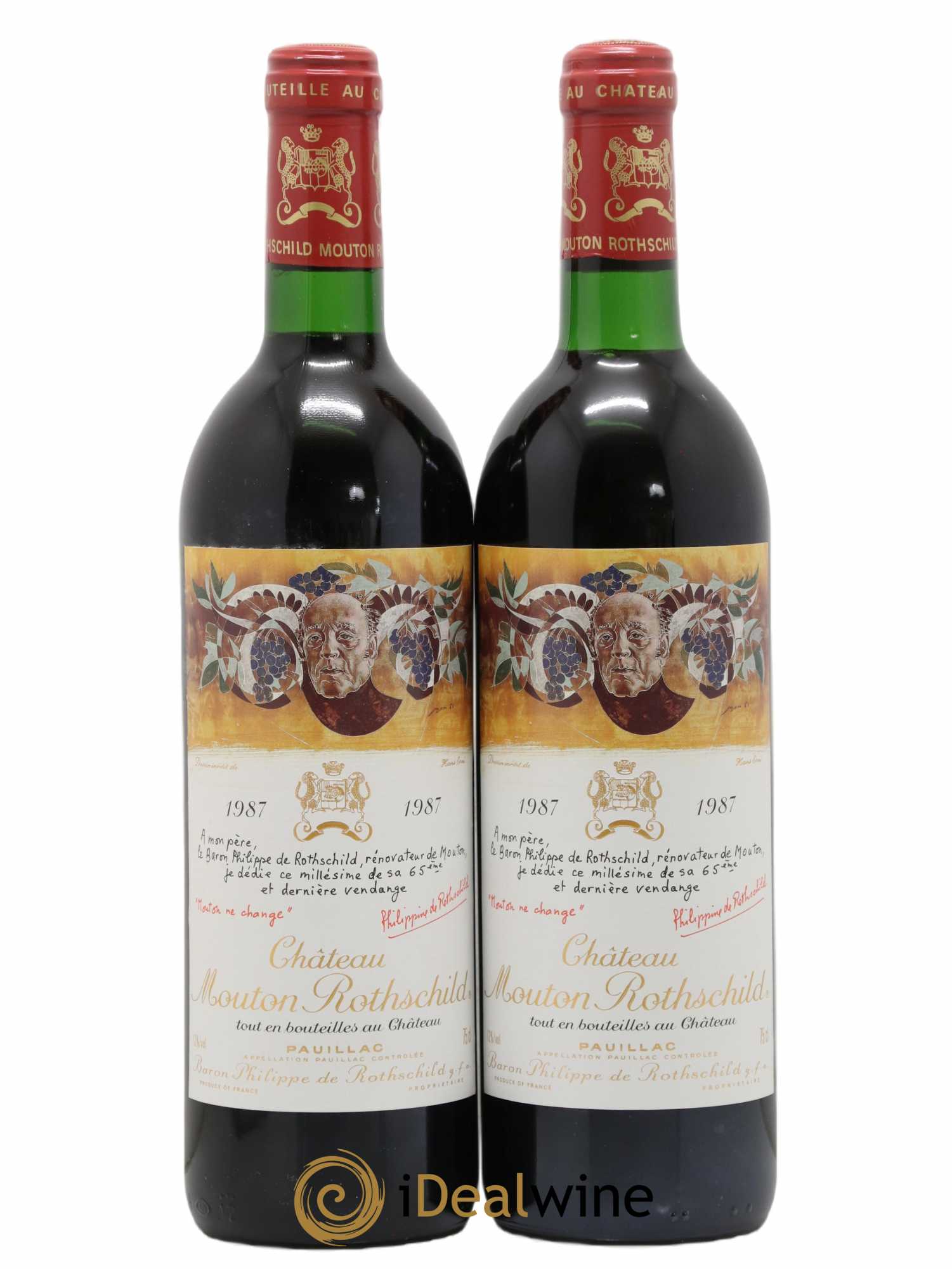 Château Mouton Rothschild 1er Grand Cru Classé 1987 - Lot de 2 bouteilles - 0