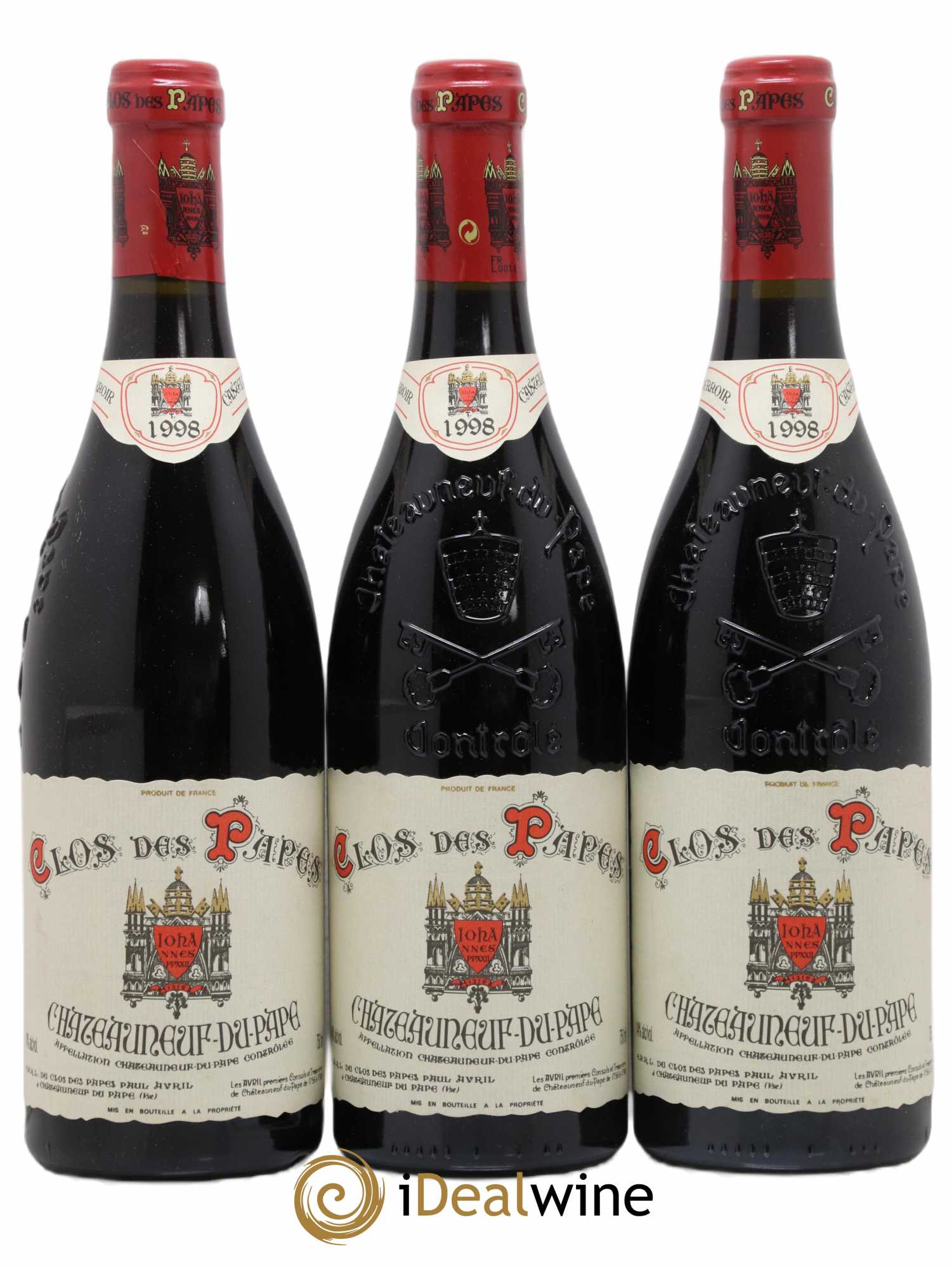 Châteauneuf-du-Pape Clos des Papes - Paul Avril 1998 - Lot de 3 bouteilles - 0