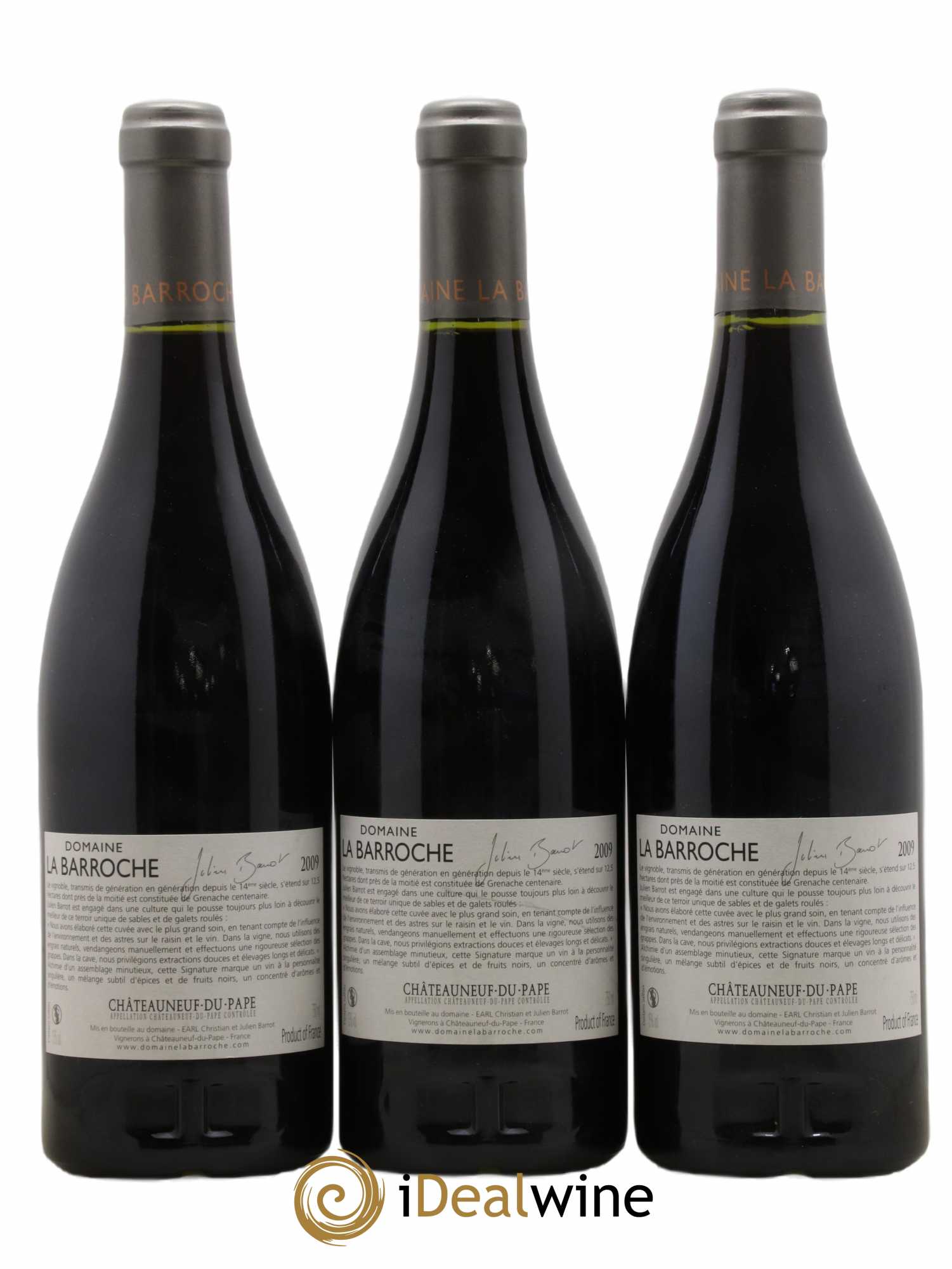 Châteauneuf-du-Pape La Barroche (Domaine de) Signature Julien Barrot 2009 - Lot de 3 bouteilles - 1