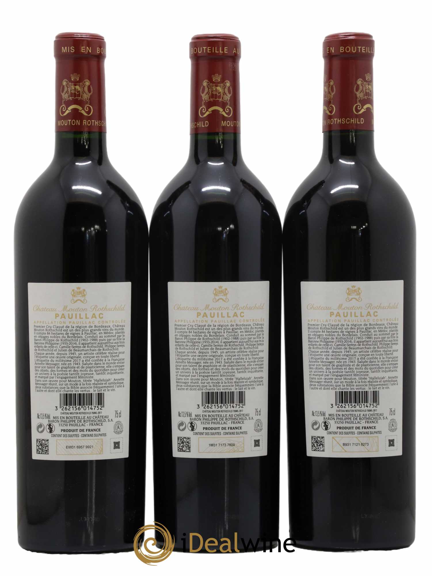 Château Mouton Rothschild 1er Grand Cru Classé 2017 - Lot de 3 bouteilles - 1