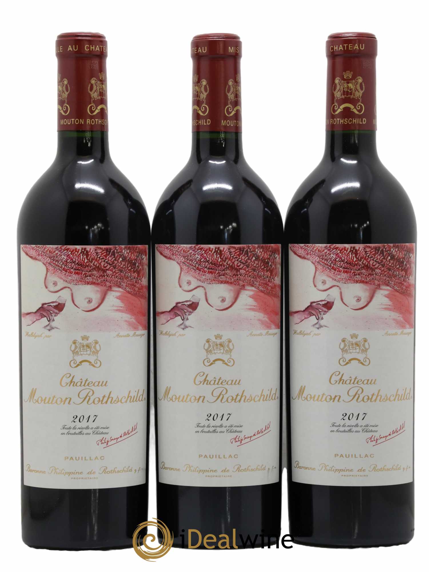 Château Mouton Rothschild 1er Grand Cru Classé 2017 - Lot de 3 bouteilles - 0