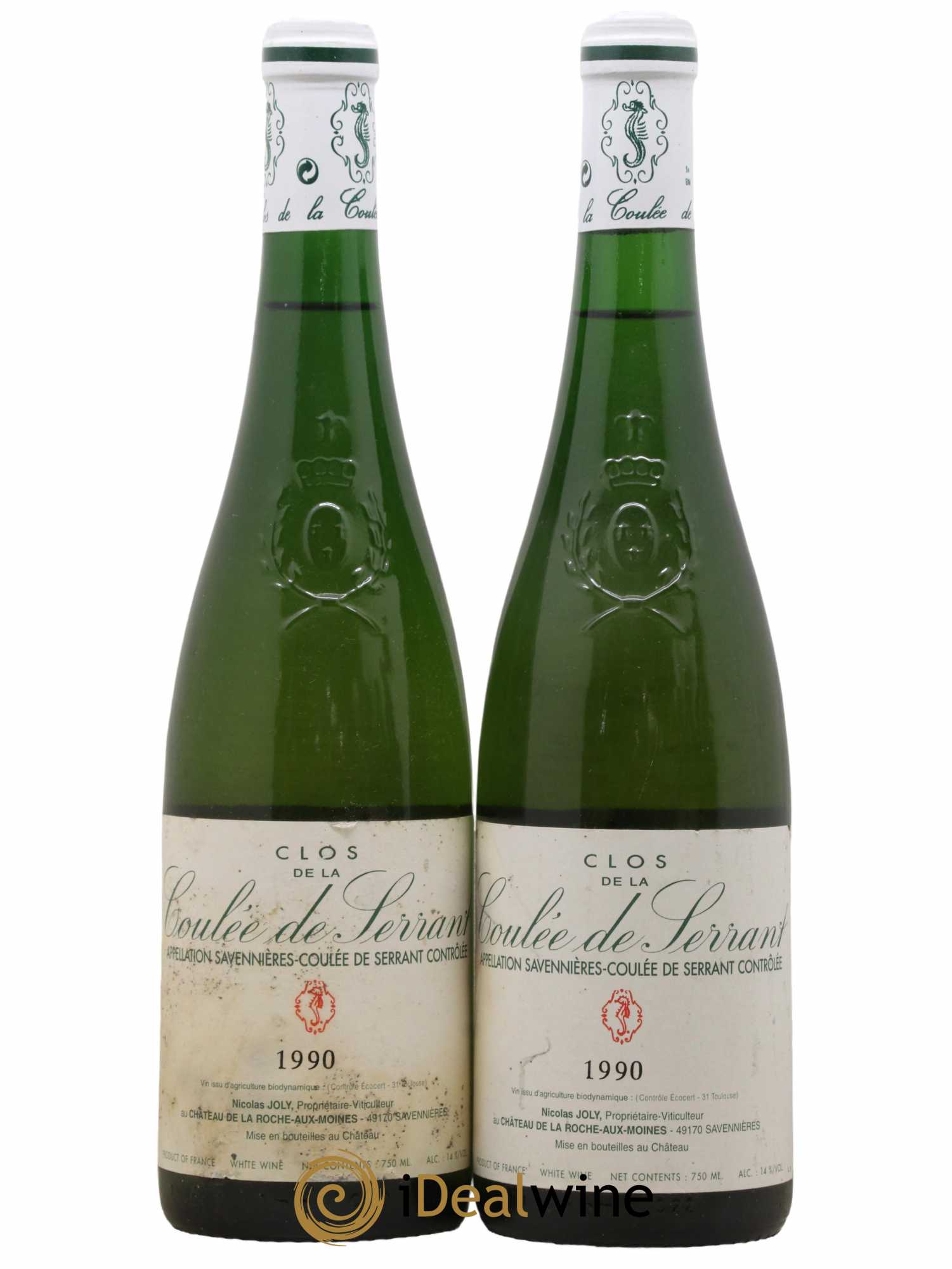 Savennières Clos de la Coulée de Serrant Vignobles de la Coulée de Serrant - Nicolas Joly 1990 - Lot de 2 bouteilles - 0