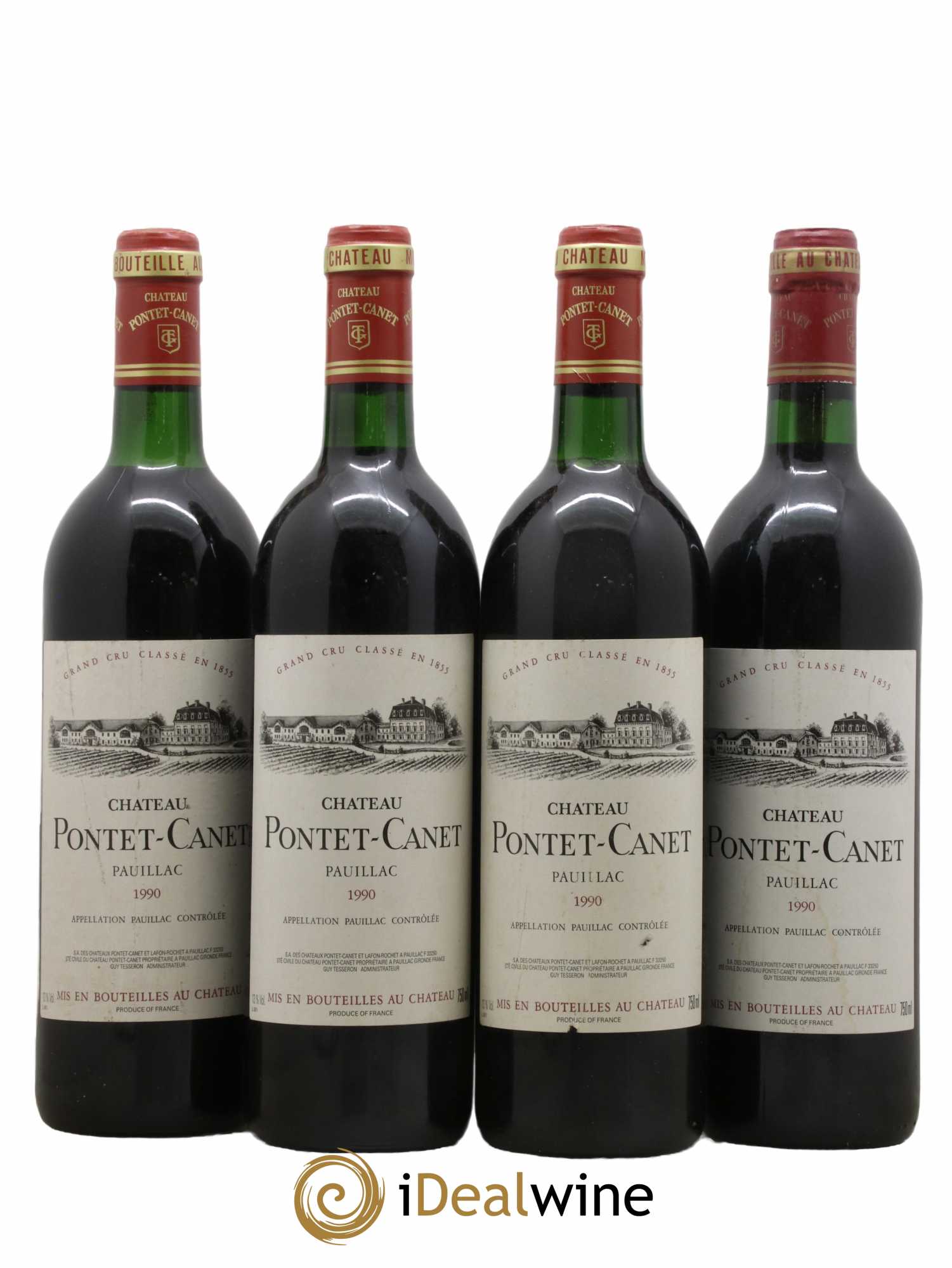 Château Pontet Canet 5ème Grand Cru Classé 1990 - Lot de 4 bouteilles - 0
