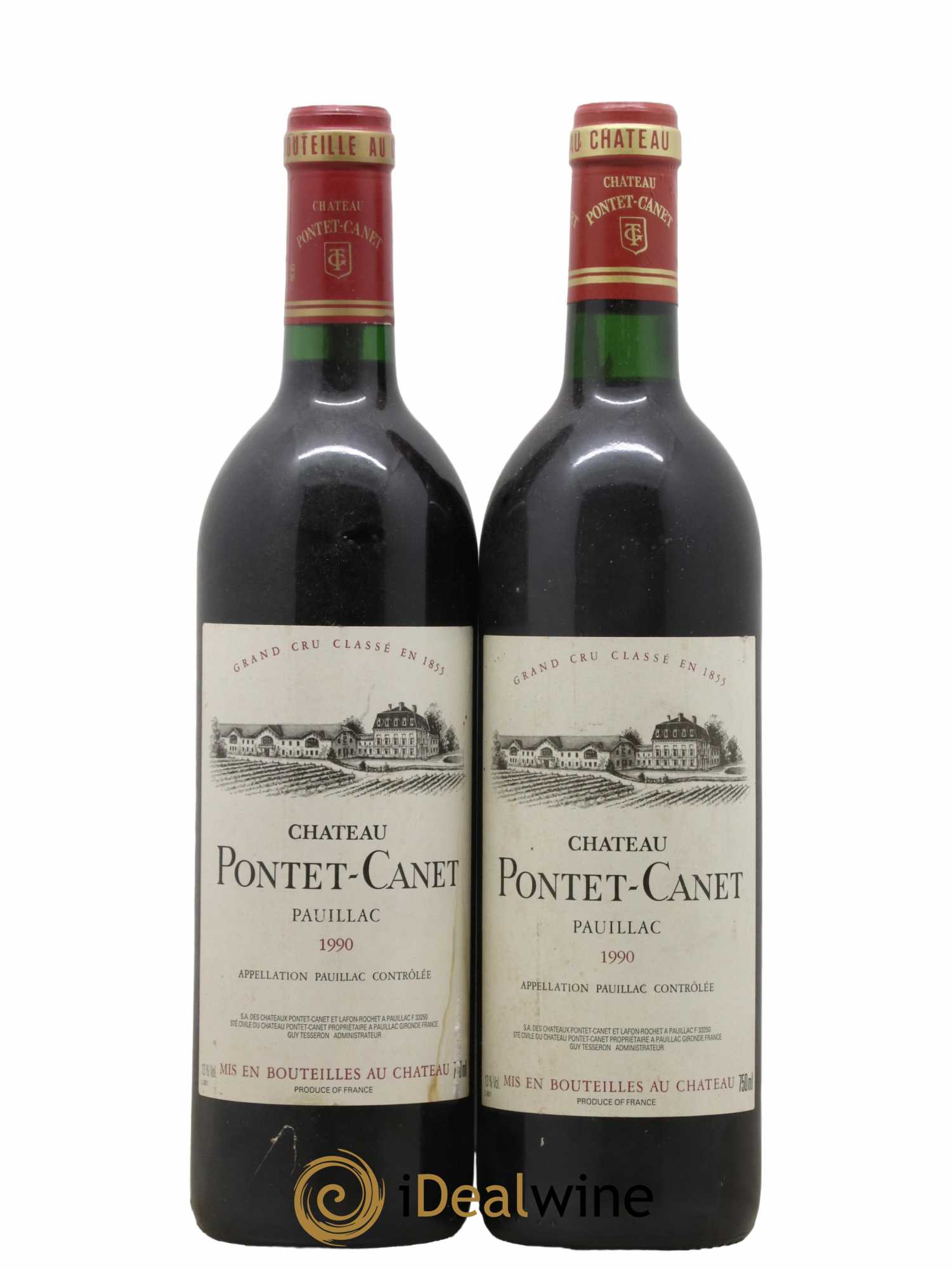 Château Pontet Canet 5ème Grand Cru Classé 1990 - Lot de 2 bouteilles - 0