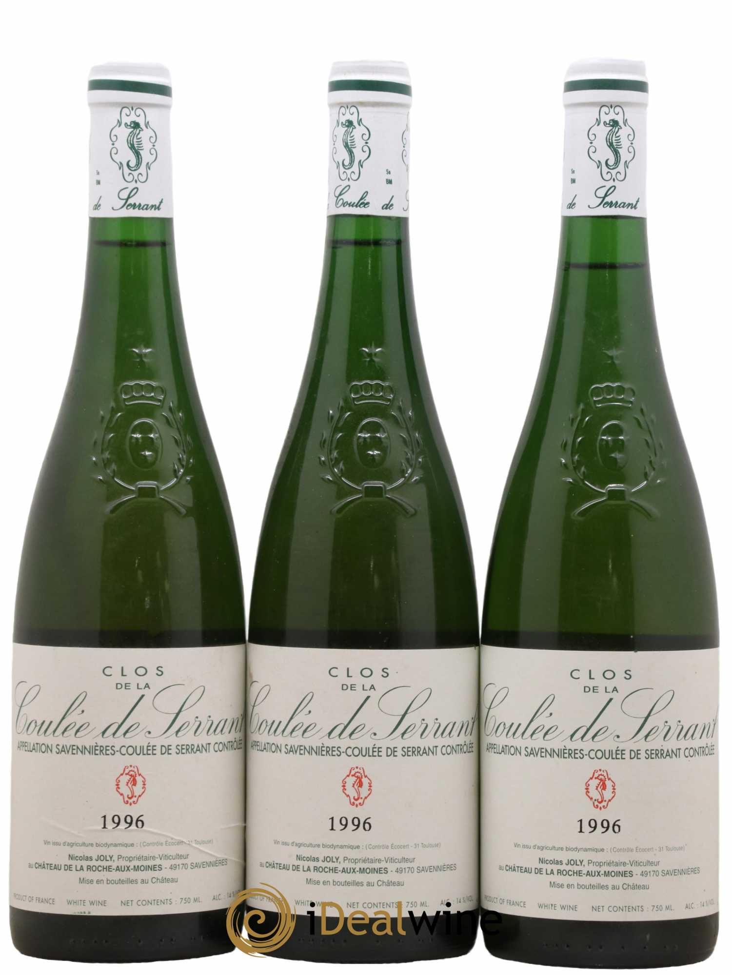 Savennières Clos de la Coulée de Serrant Vignobles de la Coulée de Serrant - Nicolas Joly 1996 - Lot de 3 bouteilles - 0