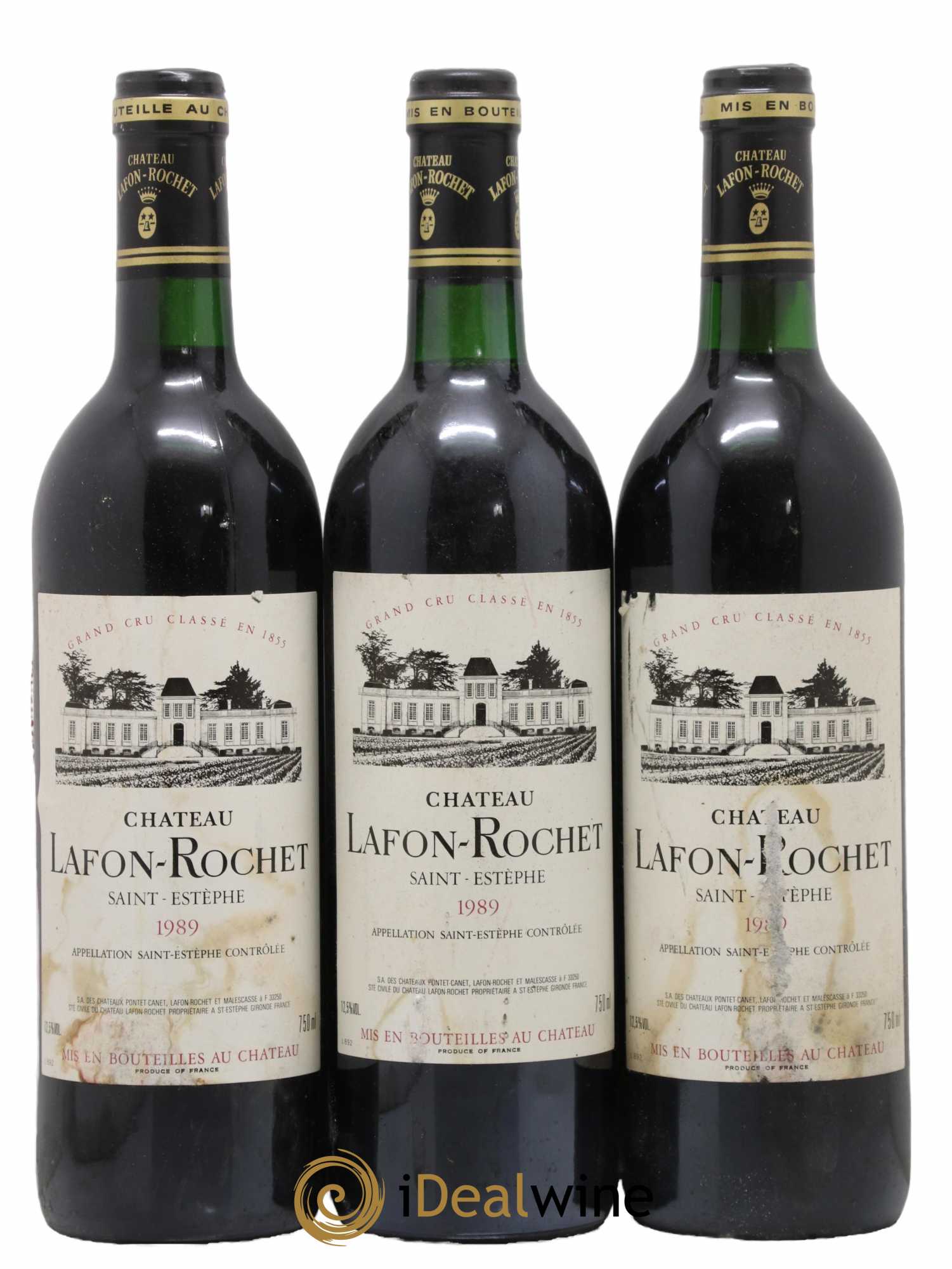 Château Lafon Rochet 4ème Grand Cru Classé 1989 - Lot de 3 bouteilles - 0
