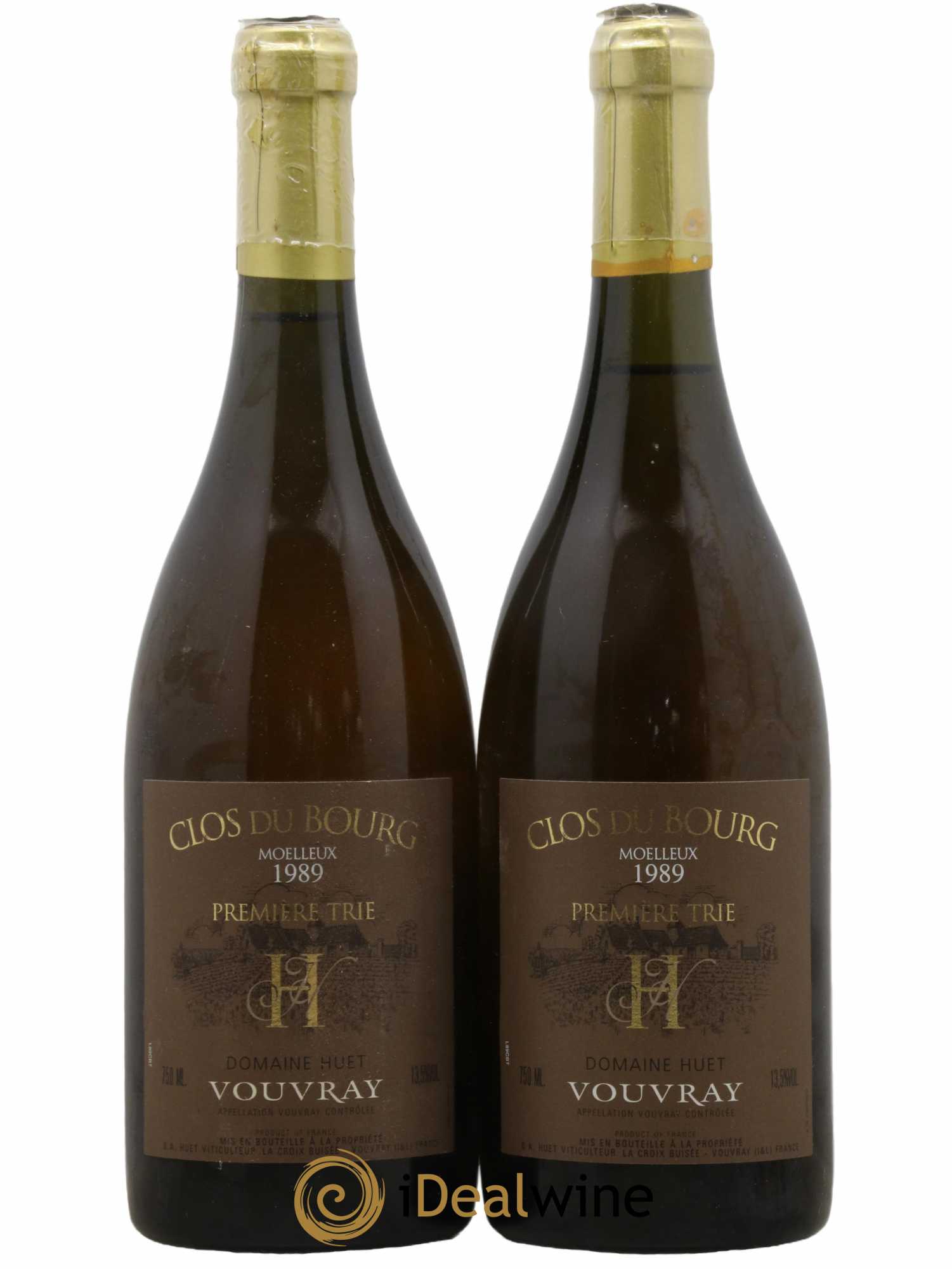 Vouvray Clos du Bourg Moelleux 1ère trie Domaine Huet 1989 - Lotto di 2 bottiglie - 0