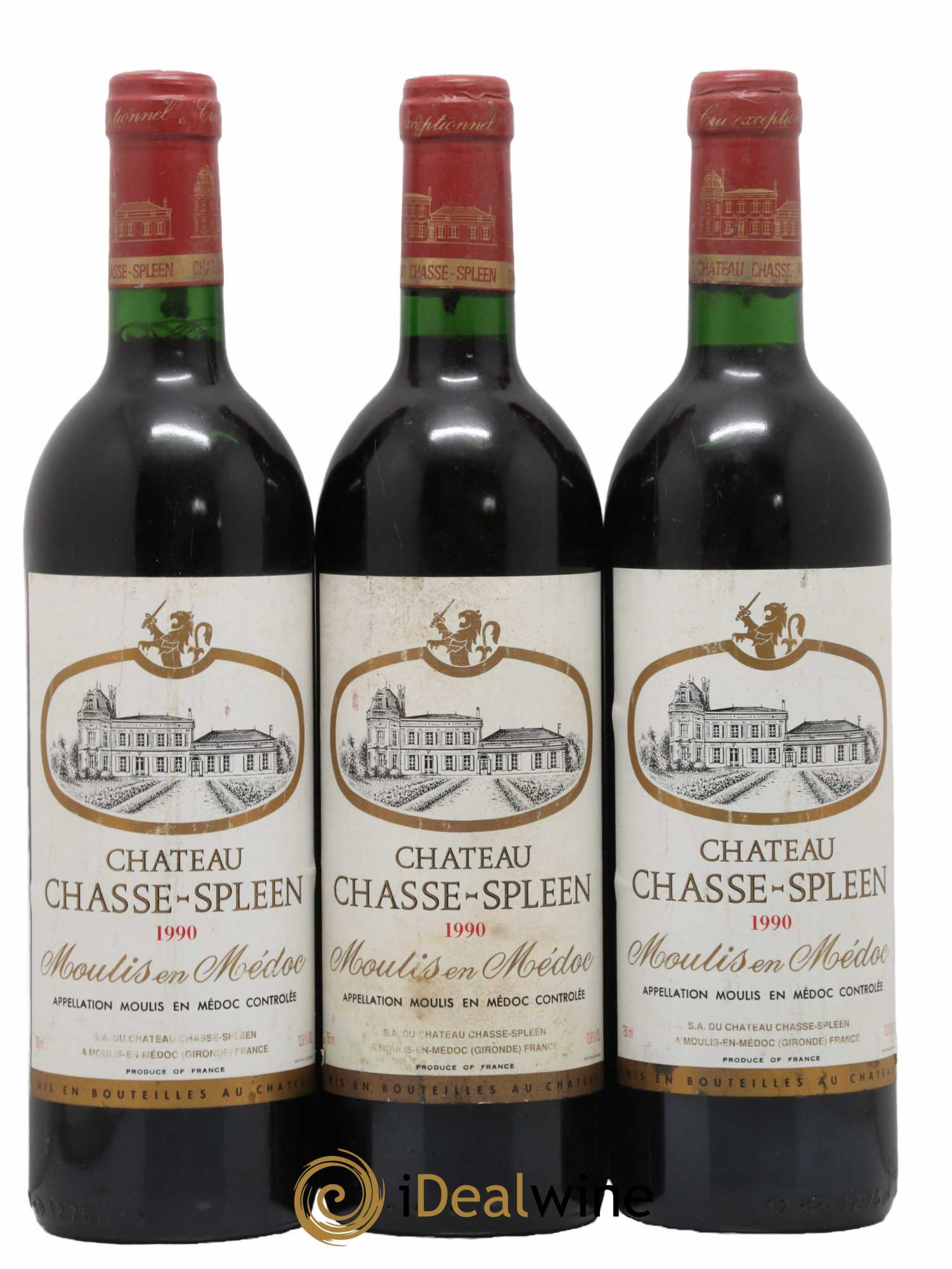 Château Chasse Spleen 1990 - Lot de 3 bouteilles - 0