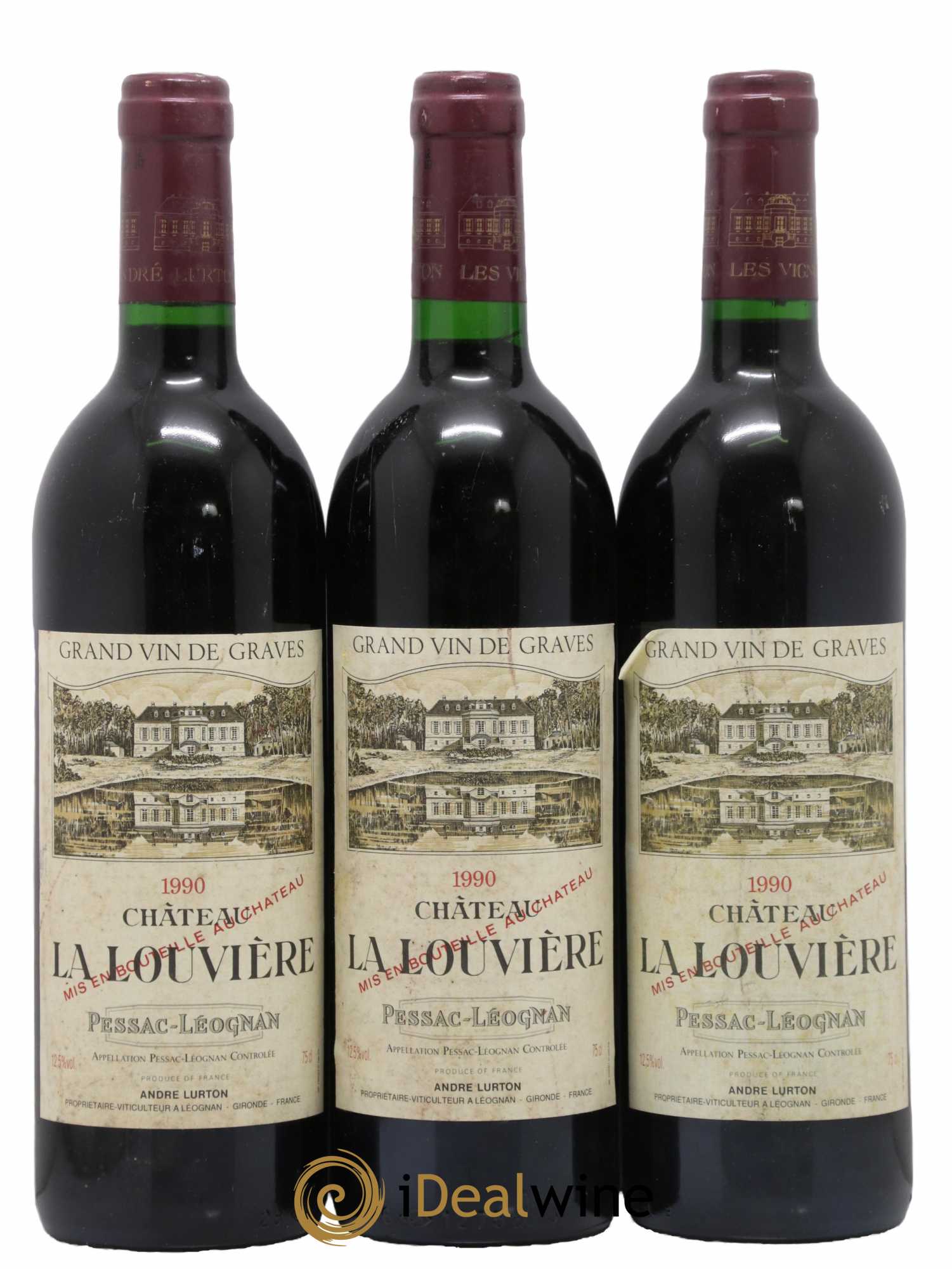 Château la Louvière 1990 - Lot de 3 bouteilles - 0