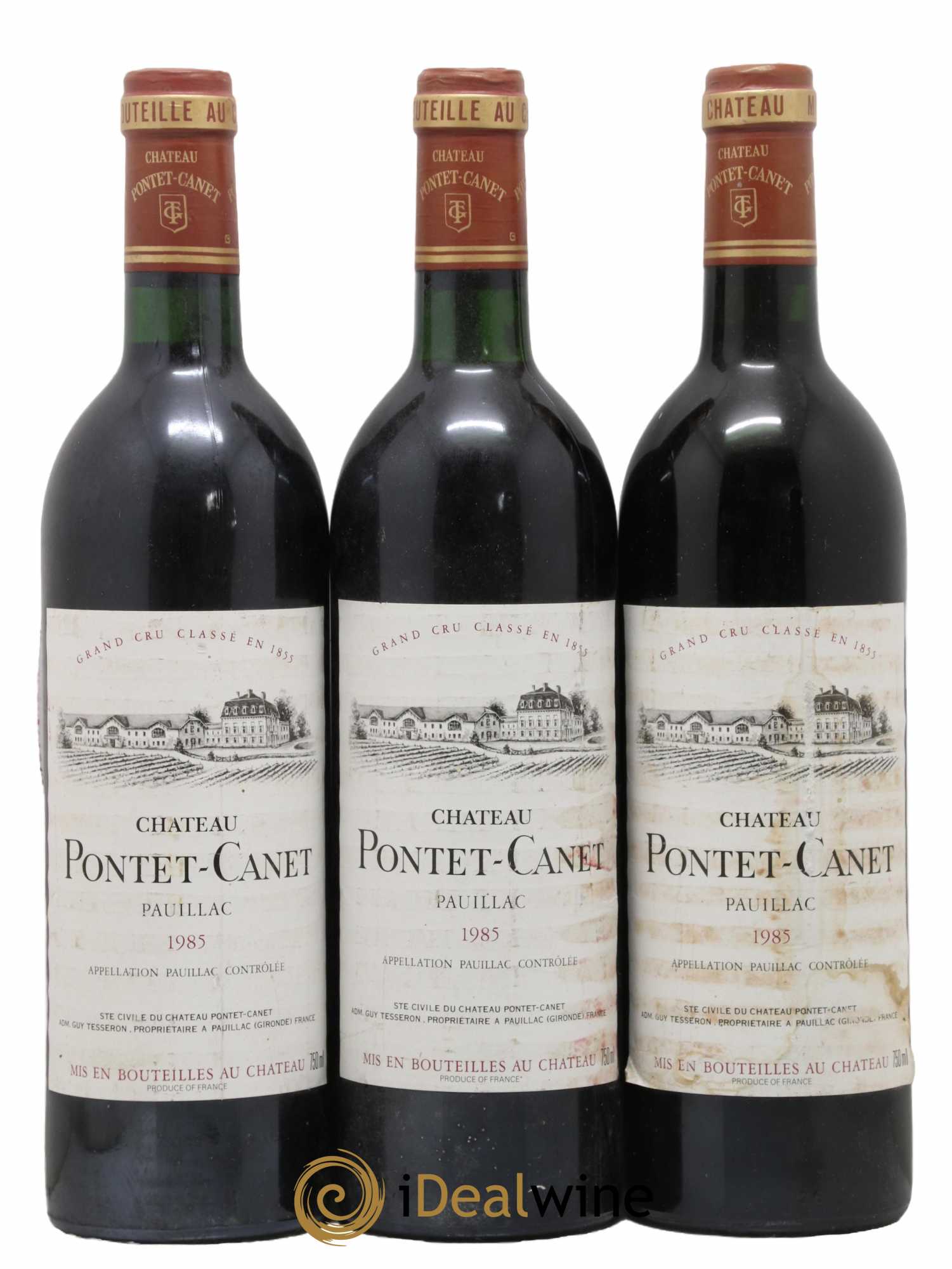 Château Pontet Canet 5ème Grand Cru Classé 1985 - Lot de 3 bouteilles - 0