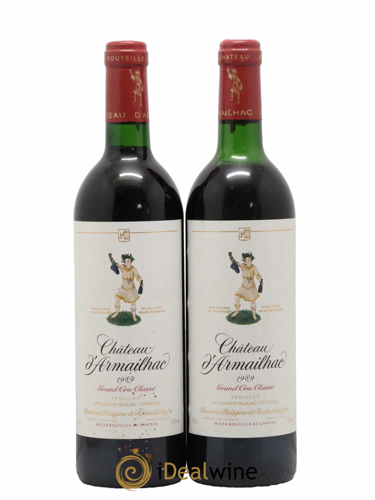 Château d' Armailhac - Mouton Baron(ne) Philippe 5ème Grand Cru Classé 1989 - Lot de 2 bouteilles - 0