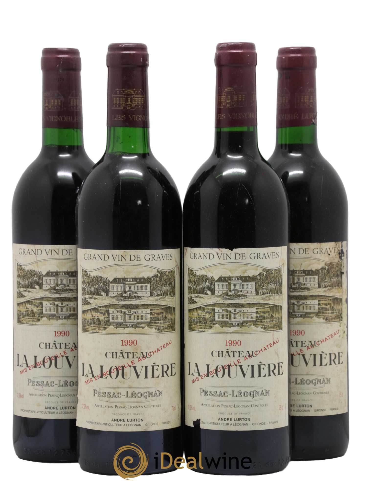 Château la Louvière 1990 - Lot de 4 bouteilles - 0