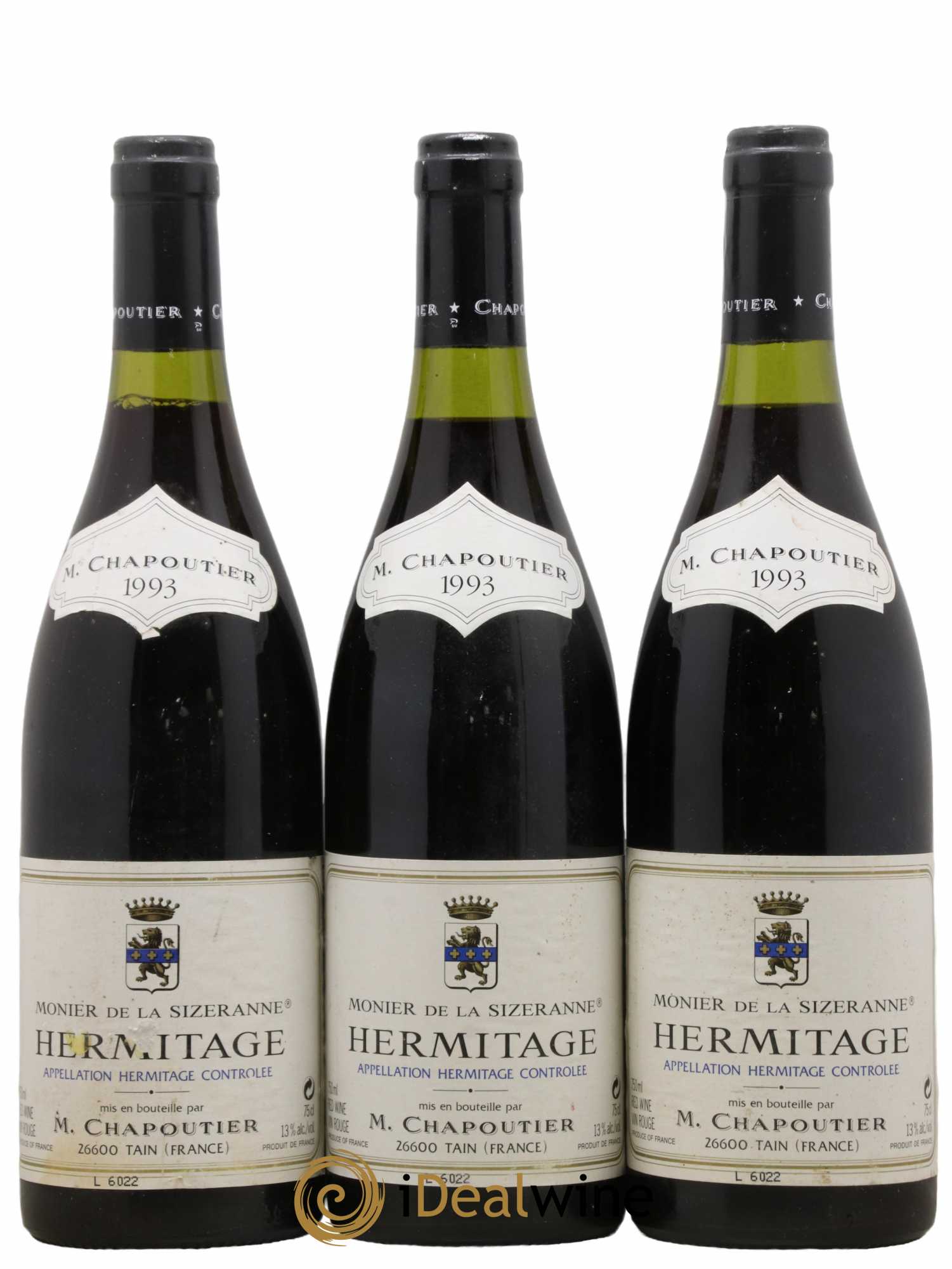 Hermitage Monier de La Sizeranne Chapoutier 1993 - Lot de 3 bouteilles - 0