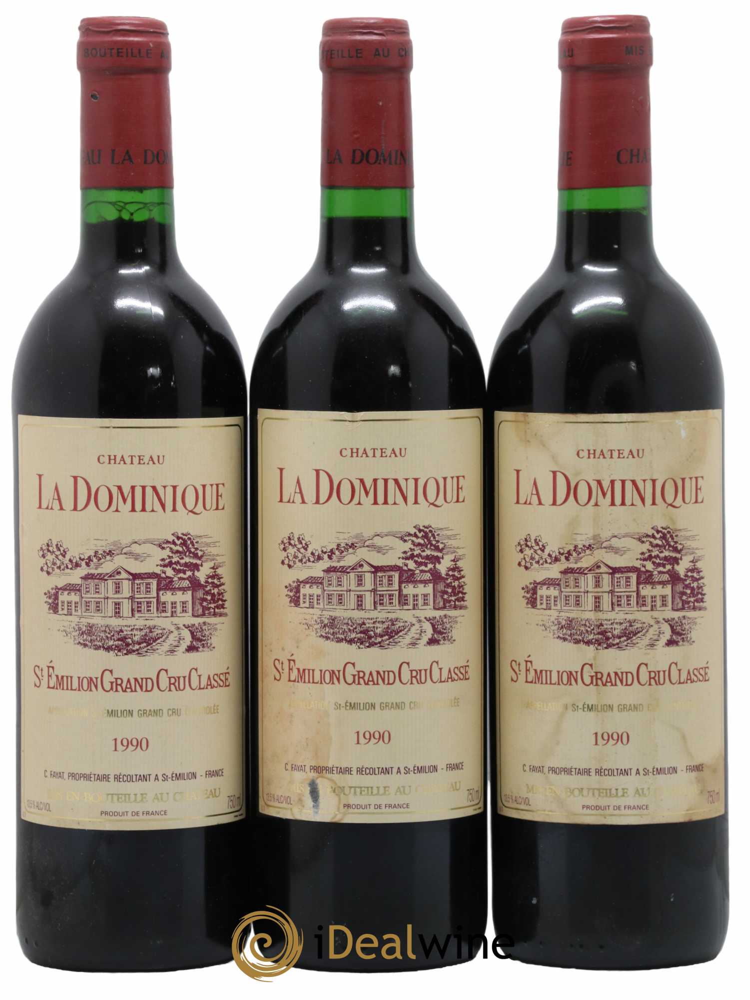 Château la Dominique Grand Cru Classé 1990 - Lot de 3 bouteilles - 0