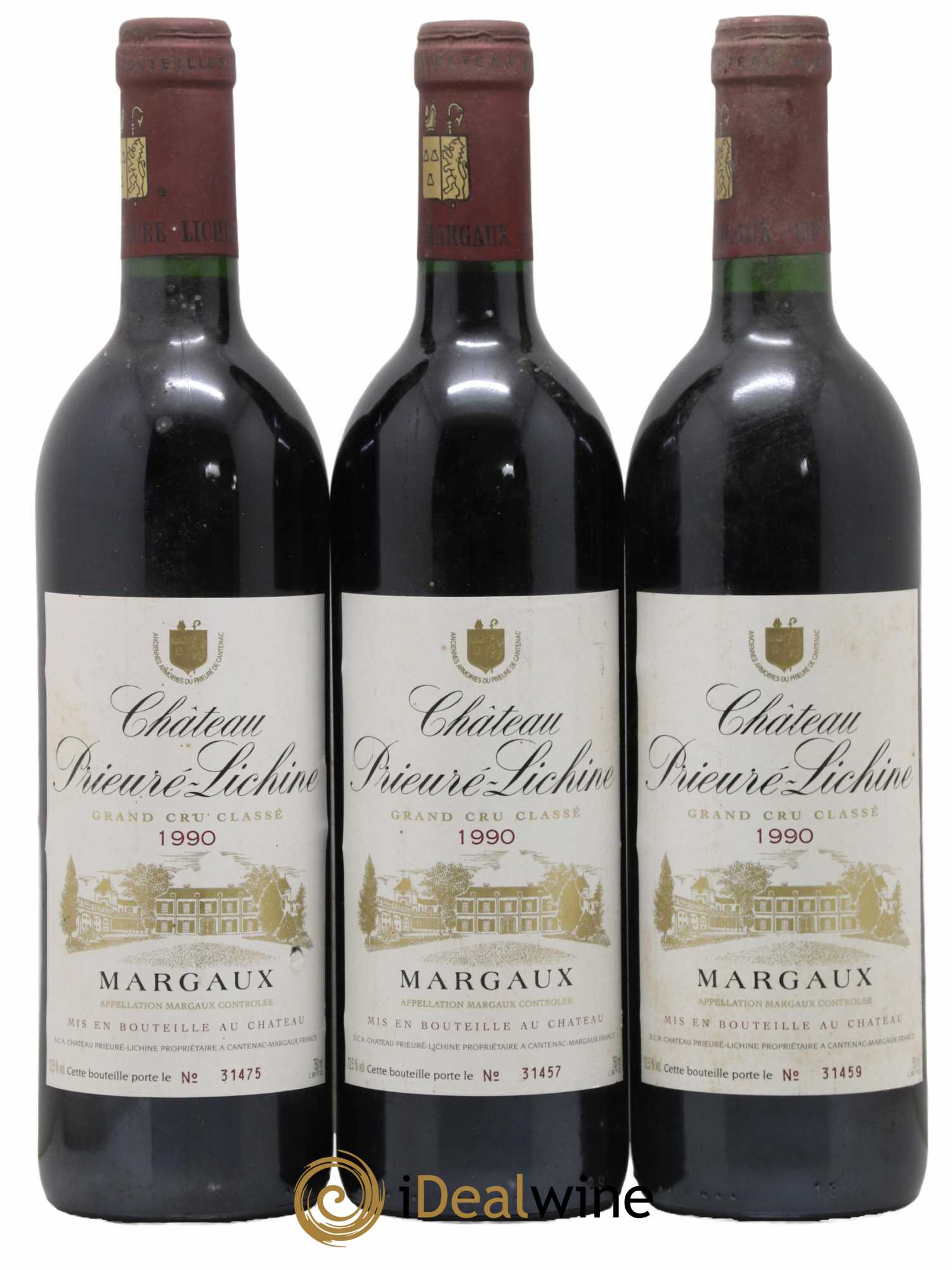 Château Prieuré Lichine 4ème Grand Cru Classé 1990 - Lotto di 3 bottiglie - 0