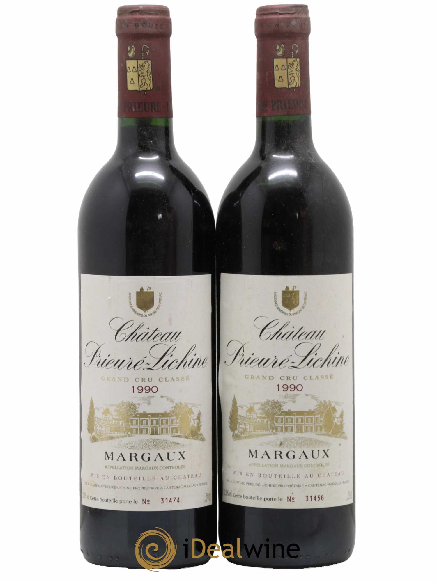 Château Prieuré Lichine 4ème Grand Cru Classé 1990 - Lot de 2 bouteilles - 0
