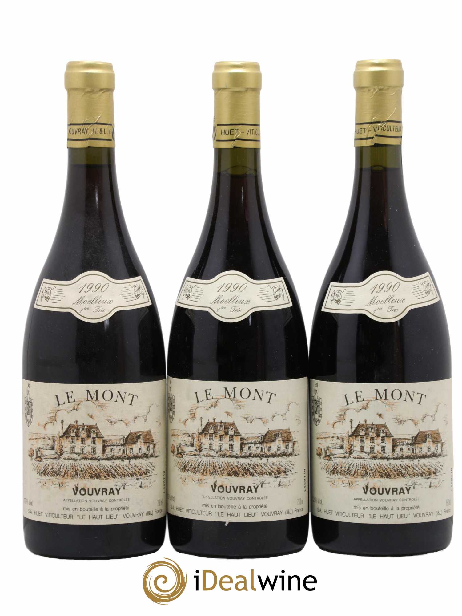 Vouvray Le Mont Moelleux 1ère Trie Domaine Huet 1990 - Lotto di 3 bottiglie - 0