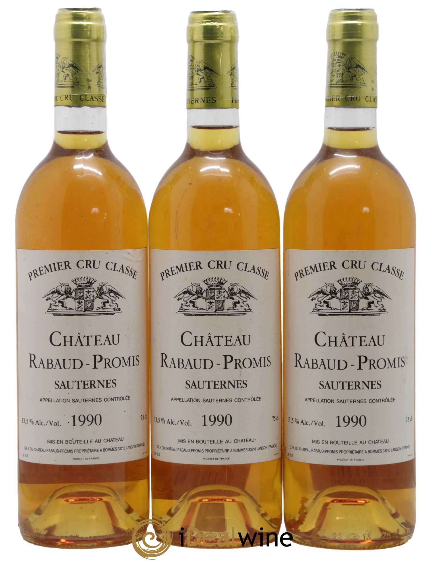 Château Rabaud Promis 1er Grand Cru Classé 1990 - Lotto di 3 bottiglie - 0