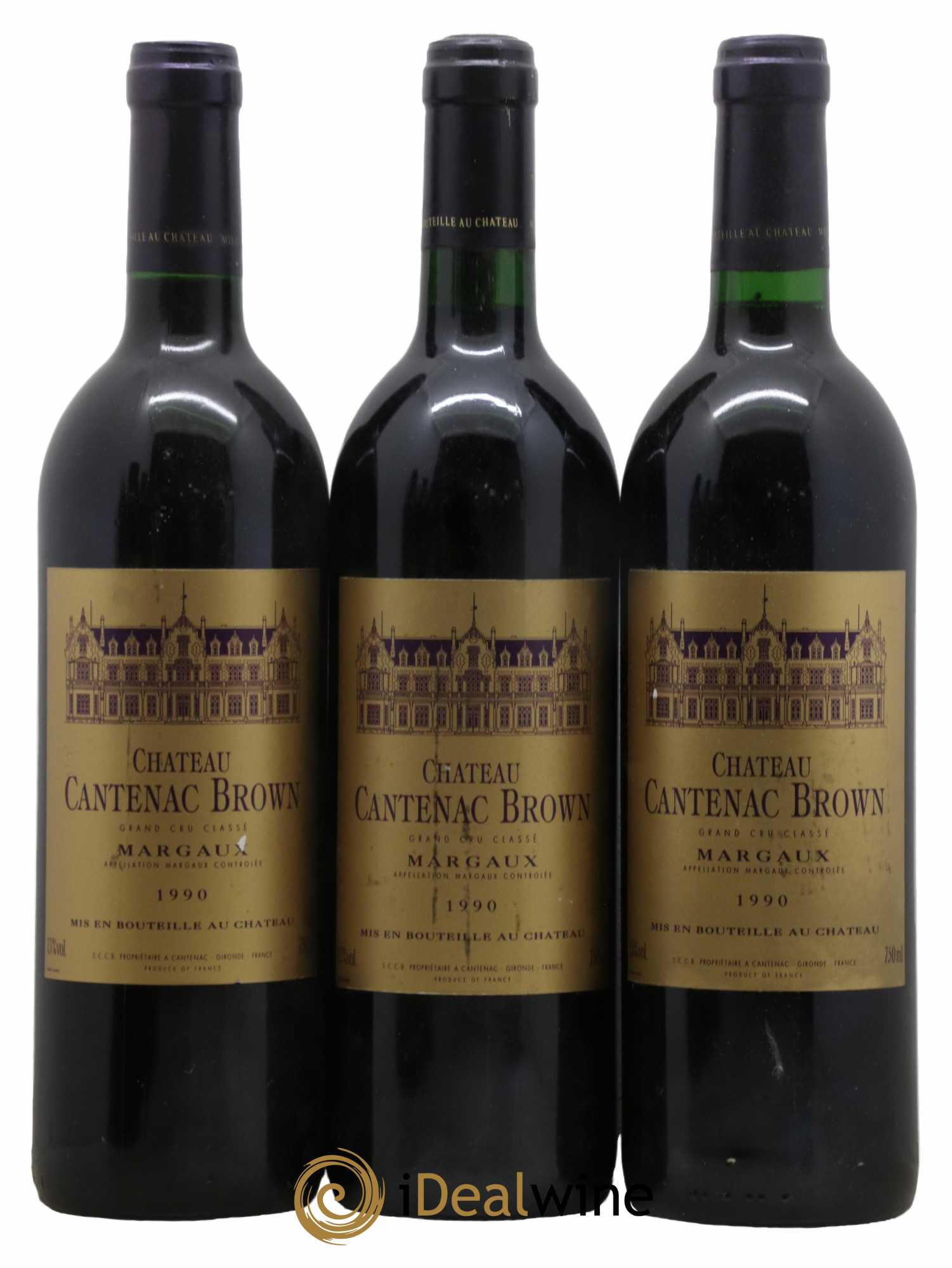 Château Cantenac Brown 3ème Grand Cru Classé 1990 - Lot de 3 bouteilles - 0