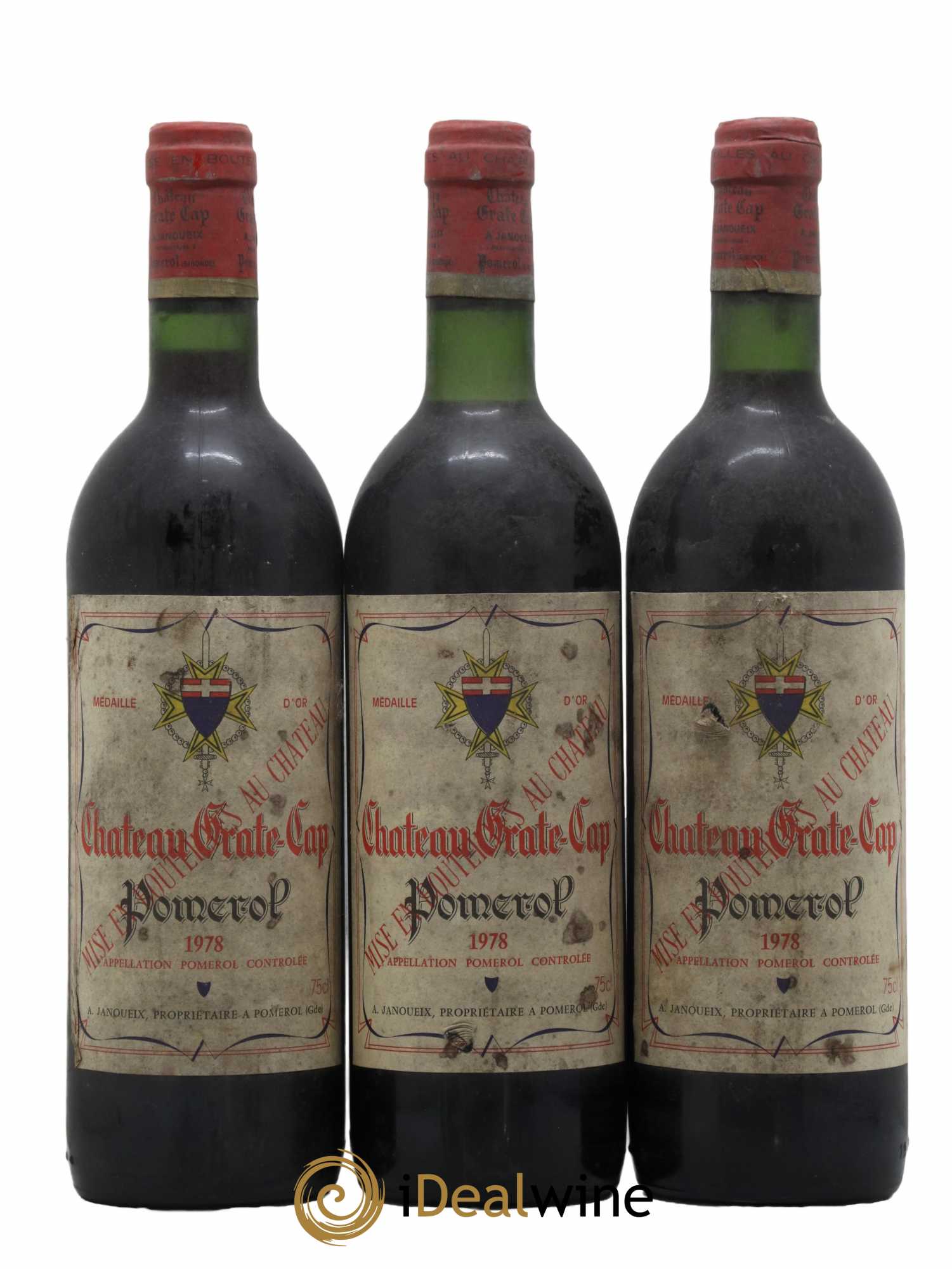 Pomerol Château Grate Cap 1978 - Lot de 3 bouteilles - 0
