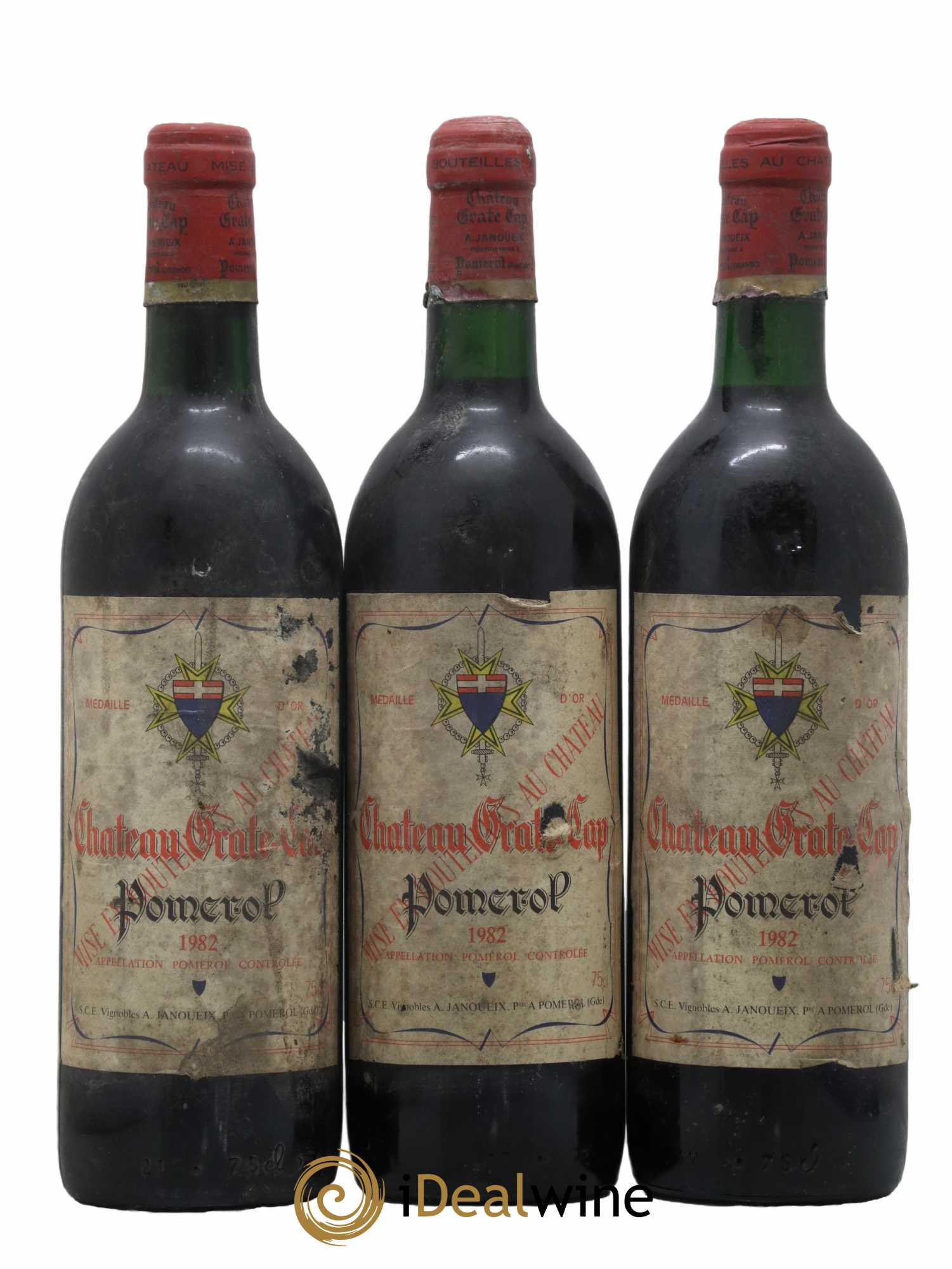 Pomerol Château Grate Cap 1982 - Lot de 3 bouteilles - 0
