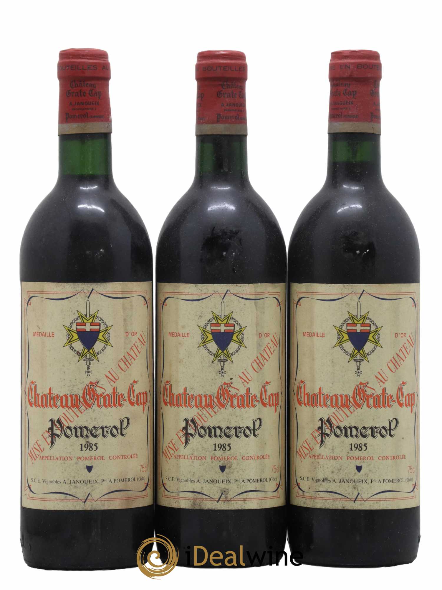 Pomerol Château Grate Cap 1985 - Lot de 3 bouteilles - 0