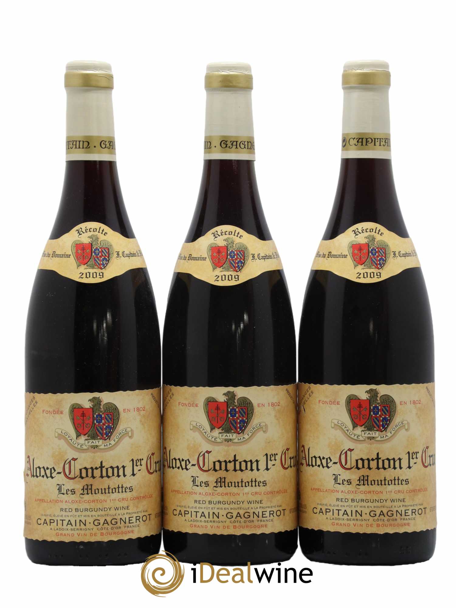 Aloxe-Corton 1er Cru Les Moutottes Capitain Gagnerot 2009 - Lot de 3 bouteilles - 0